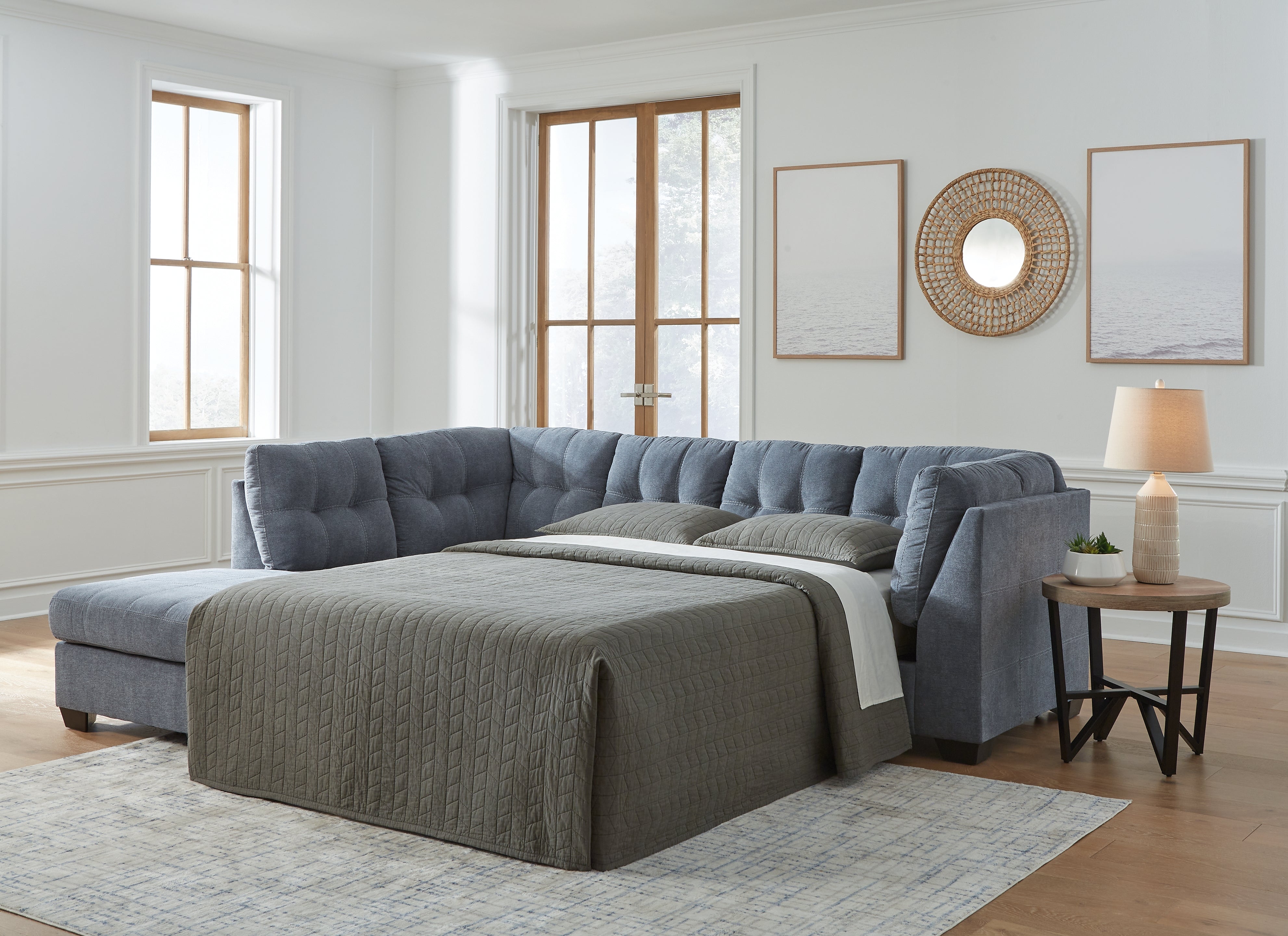 Leasing Furniture - Ashley Furniture - Marleton Sectional - RAF 2-Piece Sleeper Sectional with Chaise / Denim - 55303S3