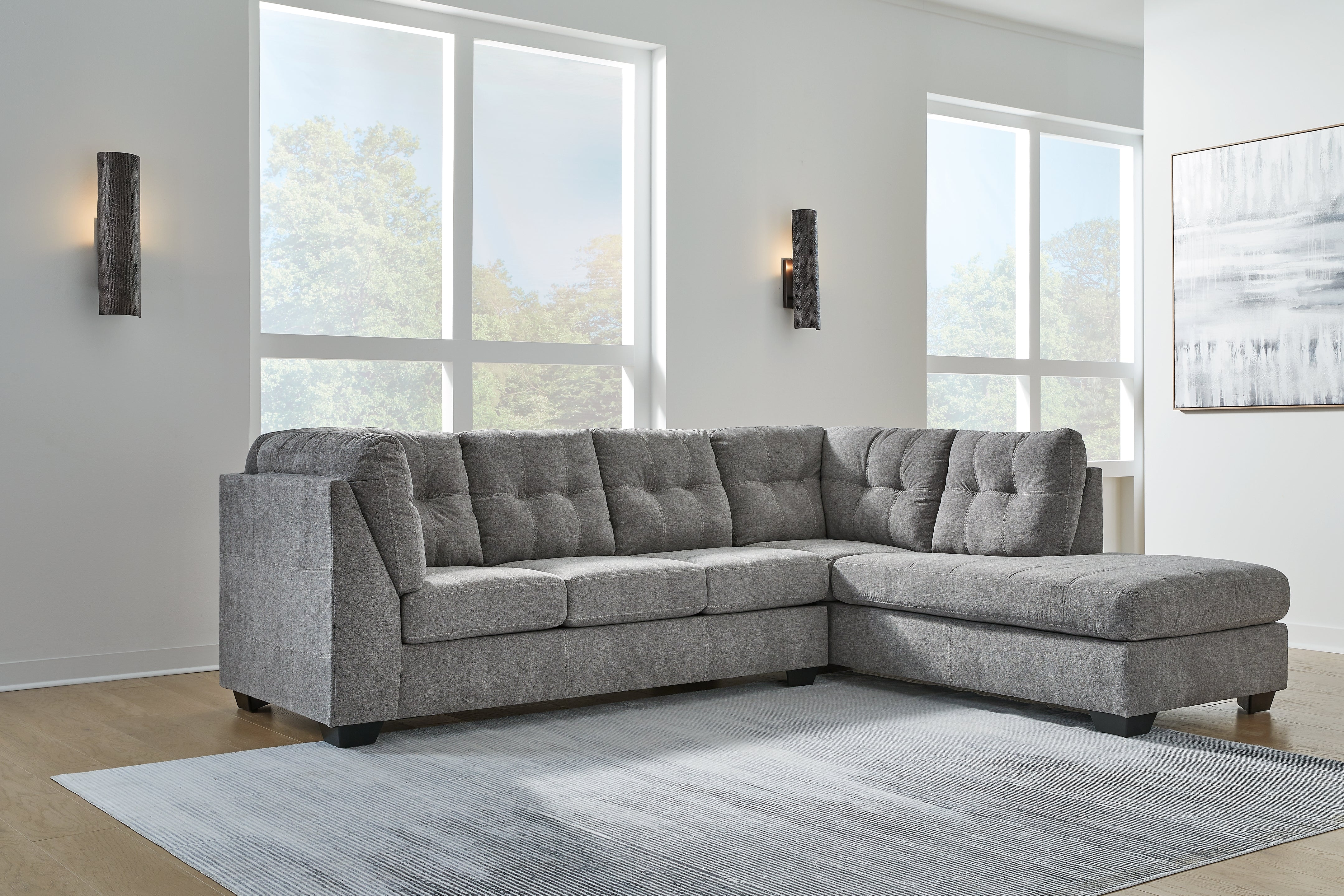 Leasing Furniture - Ashley Furniture - Marleton Sectional - LAF 2-Piece Sectional with Chaise / Gray - 55305S2