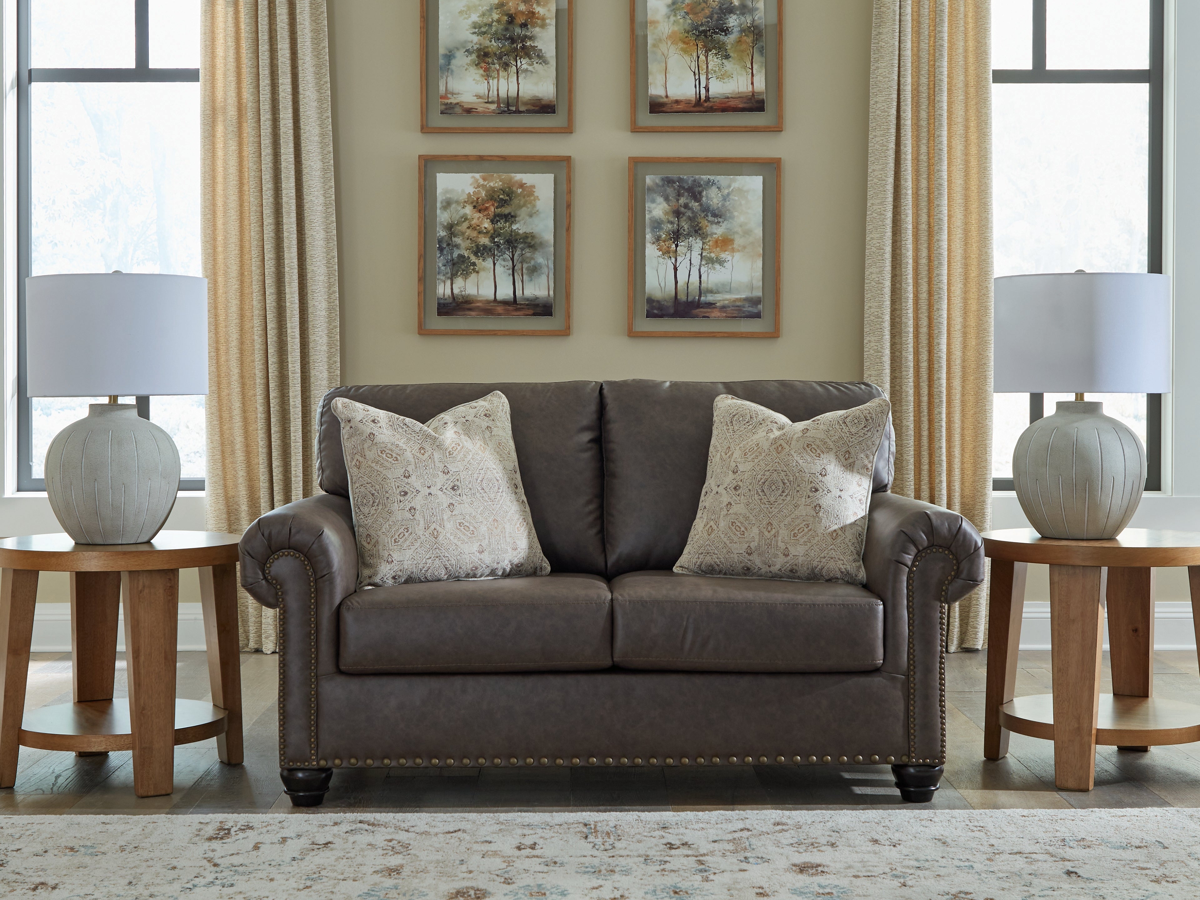 Leasing Furniture - Ashley Furniture - Roxmere Living Room - Loveseat / Umber - 5550335