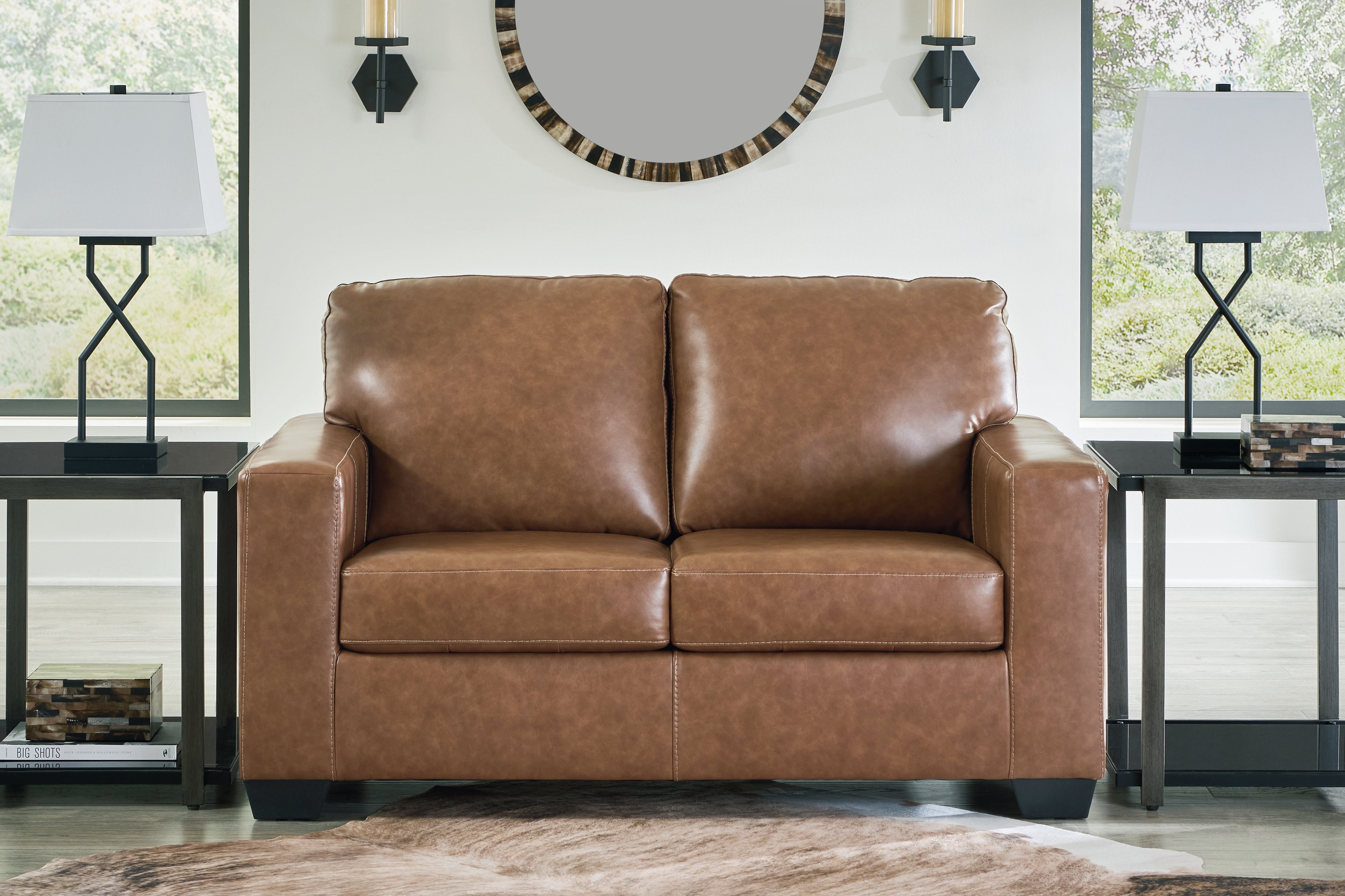 Leasing Furniture - Ashley Furniture - Bolsena Living Room - Loveseat / Caramel - 5560335