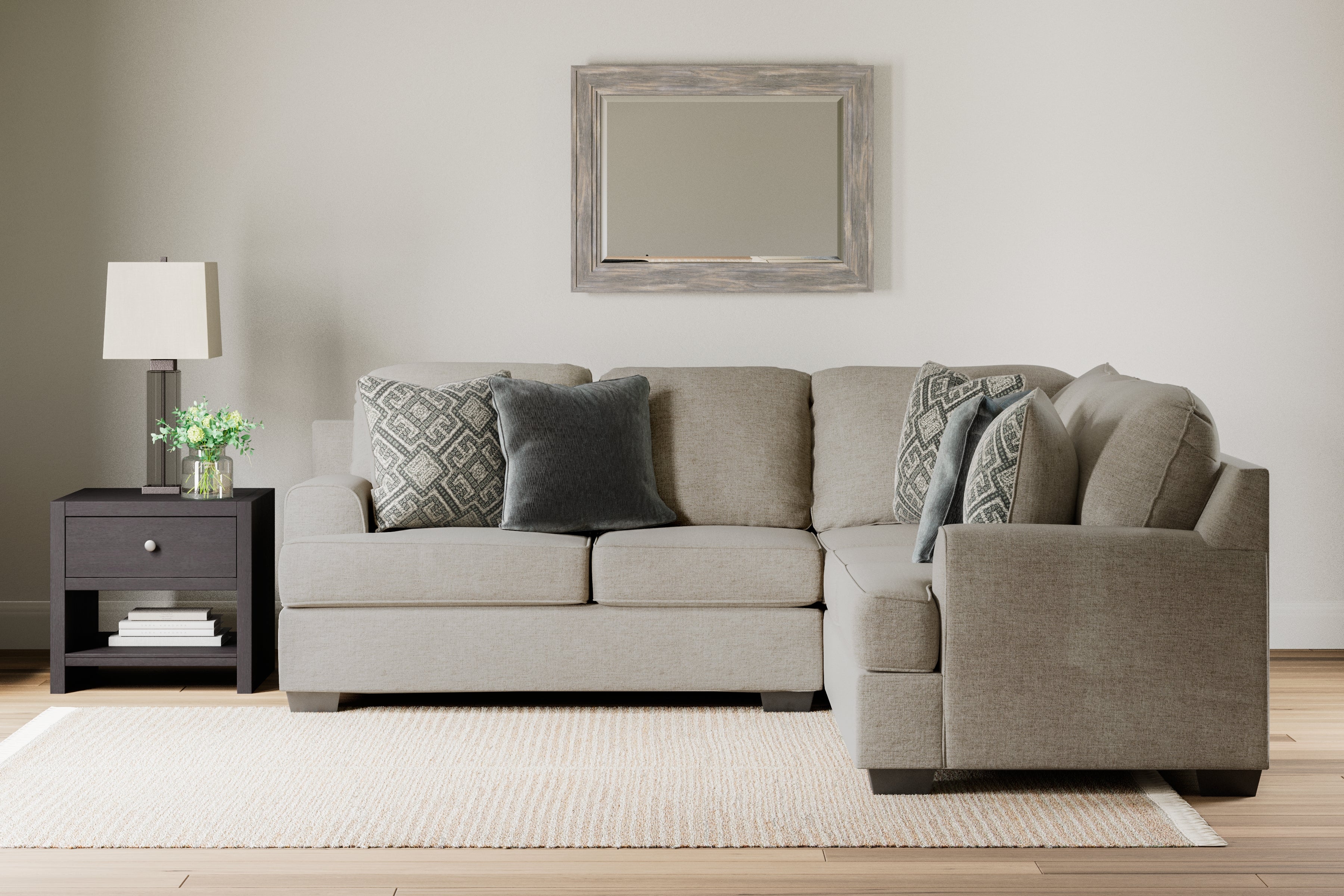 Leasing Furniture - Ashley Furniture - Bovarian Sectional - RAF 2-Piece Sectional / Stone - 56103S1