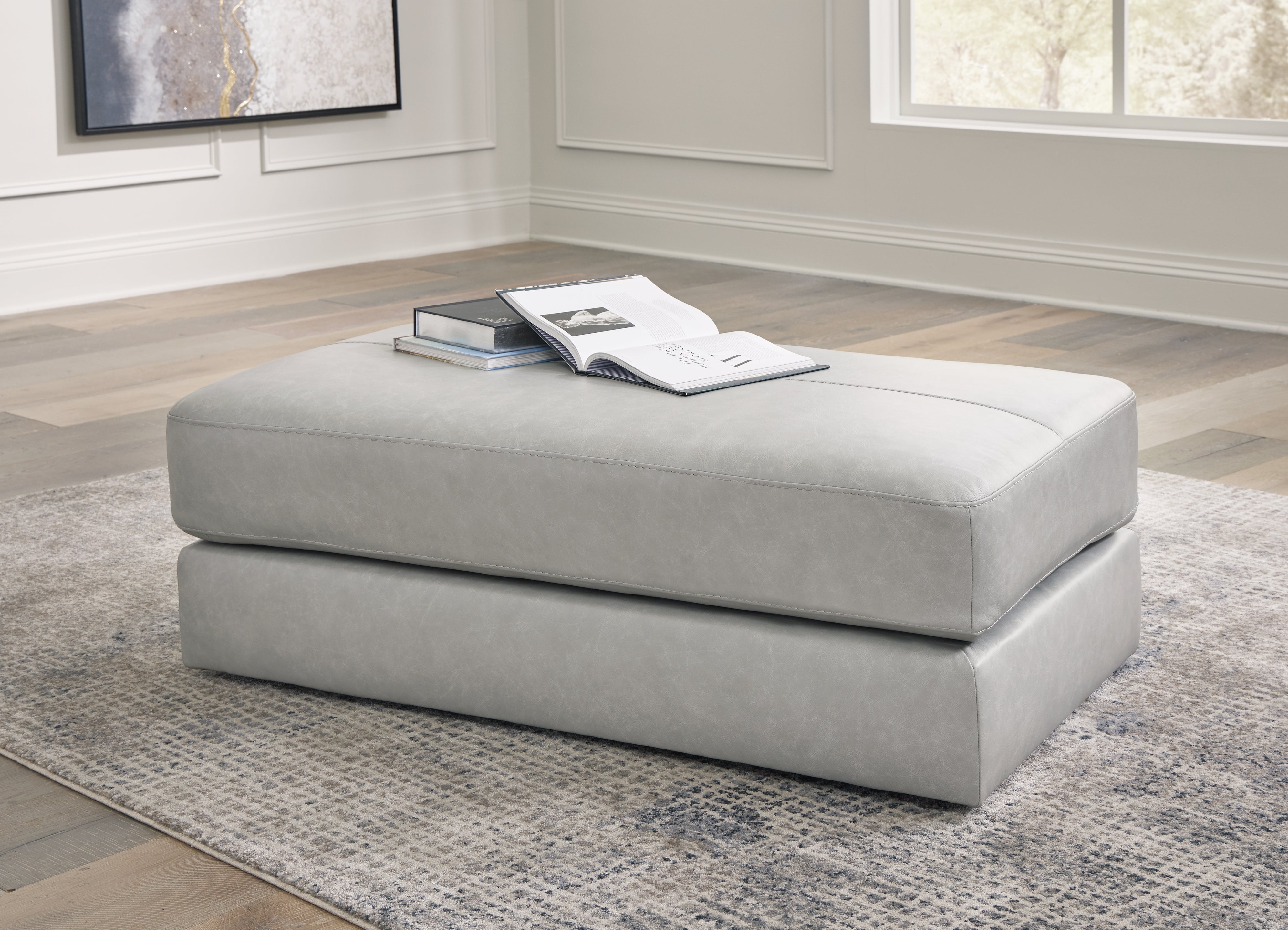 Leasing Furniture - Ashley Furniture - Amiata Living Room - Oversized Accent Ottoman / Glacier - 5740408
