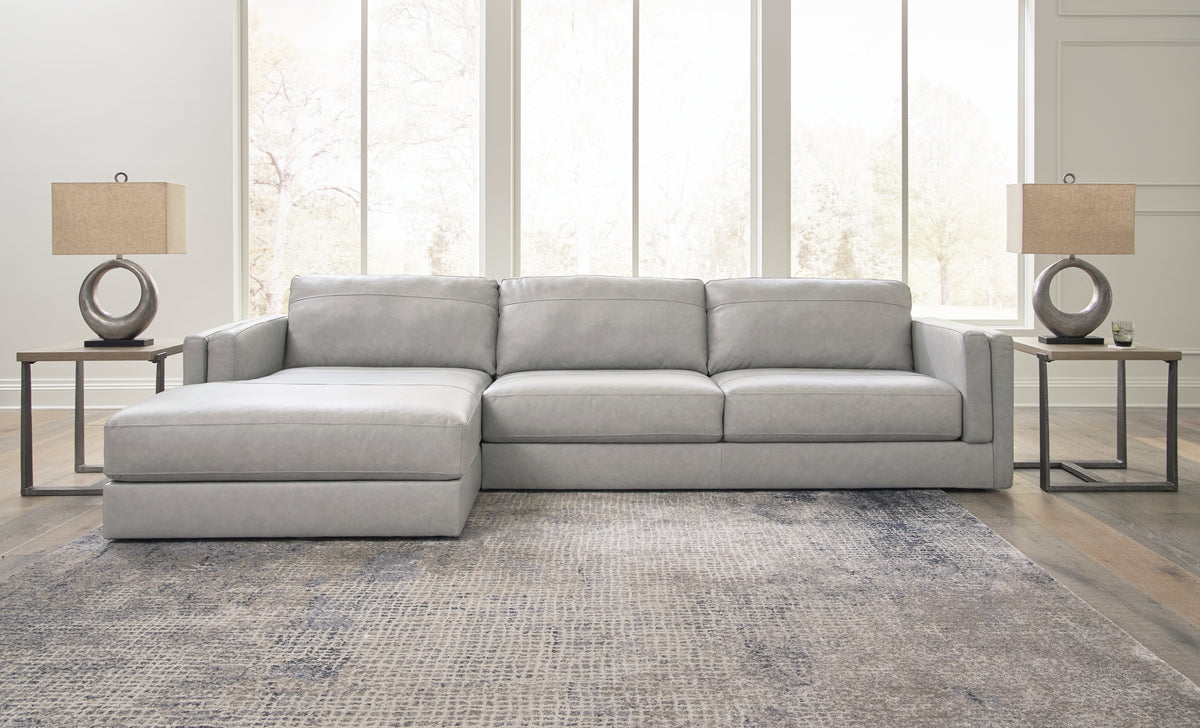 Leasing Furniture - Ashley Furniture - Amiata Sectional - RAF 2-Piece Sectional with Chaise / Glacier - 57404S1