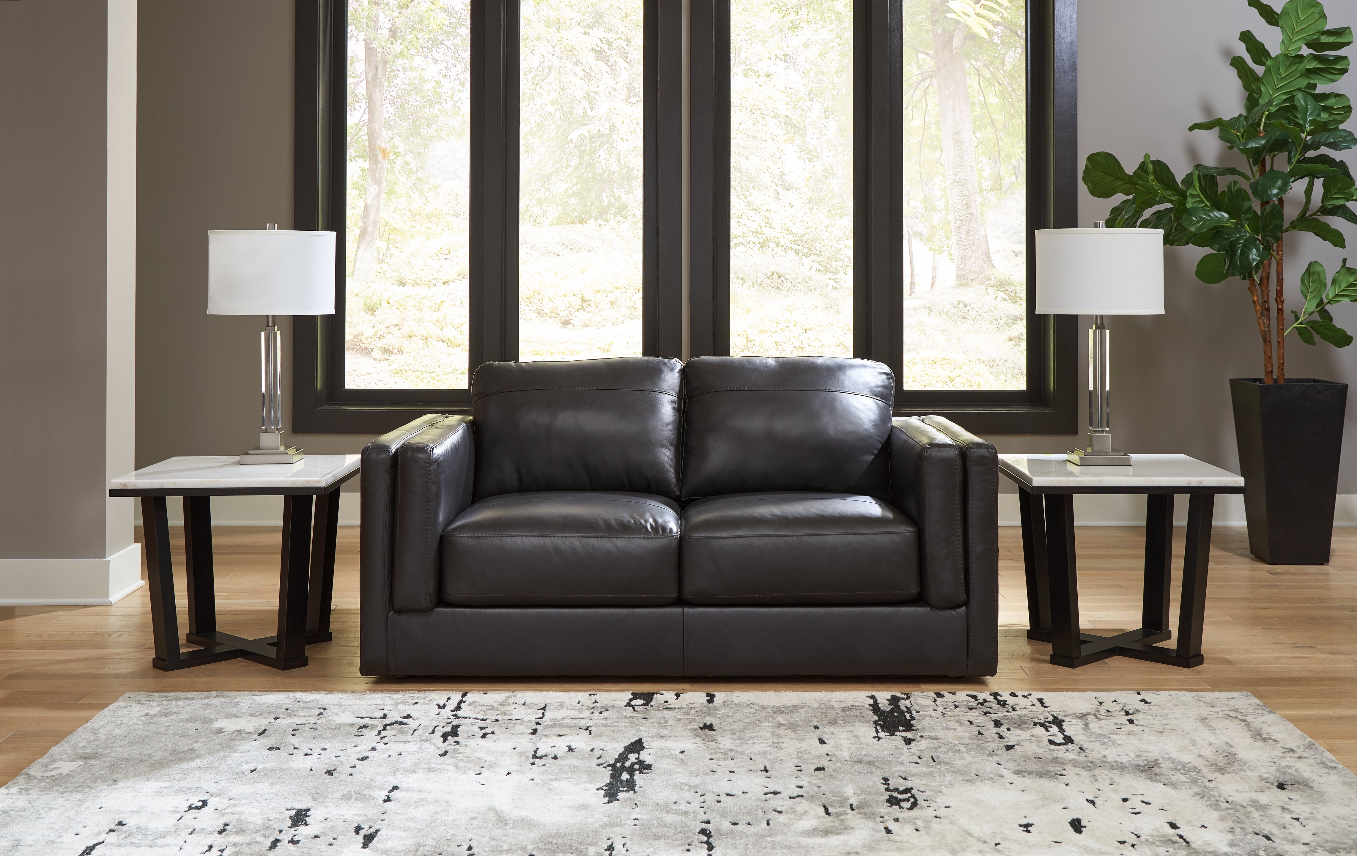 Leasing Furniture - Ashley Furniture - Amiata Living Room - Loveseat / Onyx - 5740535