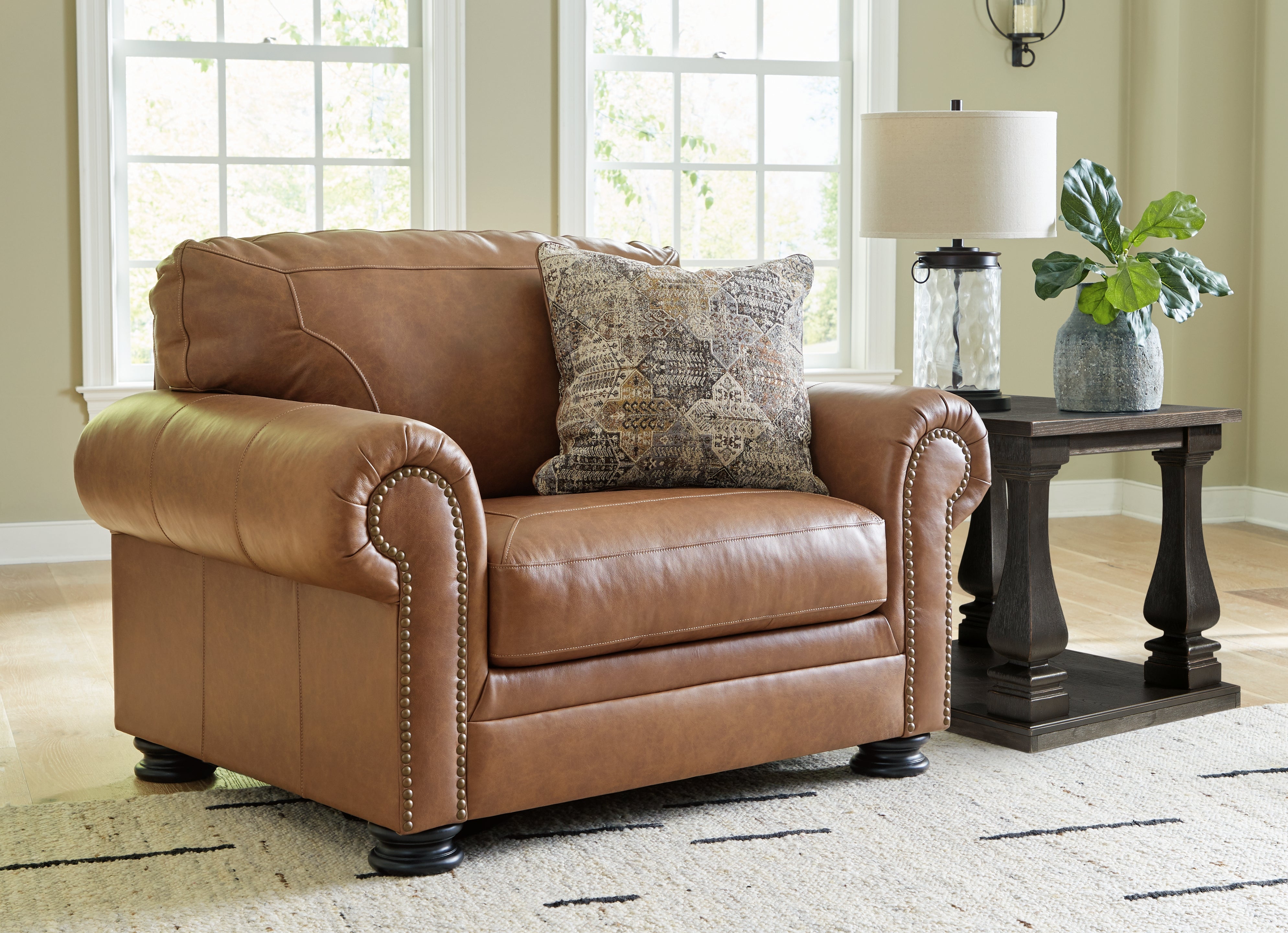 Leasing Furniture - Ashley Furniture - Carianna Living Room - Chair and a Half / Caramel - 5760423