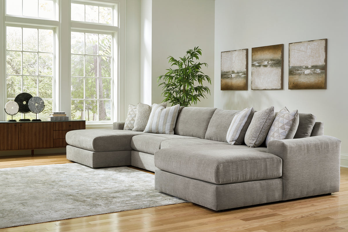 Leasing Furniture - Ashley Furniture - Avaliyah Sectional - RAF 4-Piece Double Chaise Sectional / Ash - 58103S11