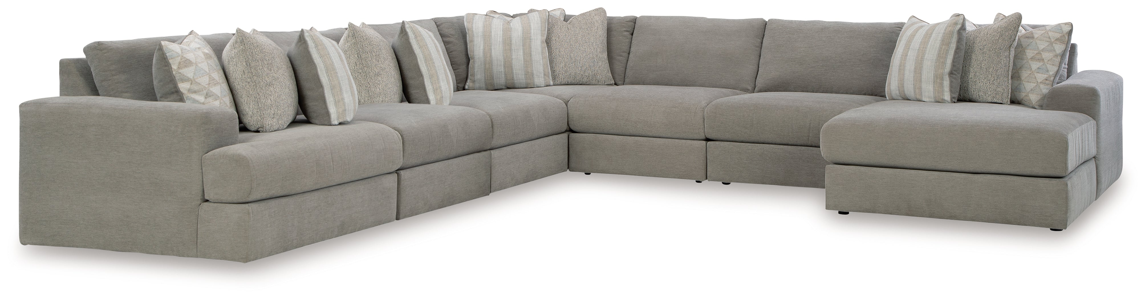 Leasing Furniture - Ashley Furniture - Avaliyah Sectional - RAF 7-Piece Sectional with Chaise / Ash - 58103S10