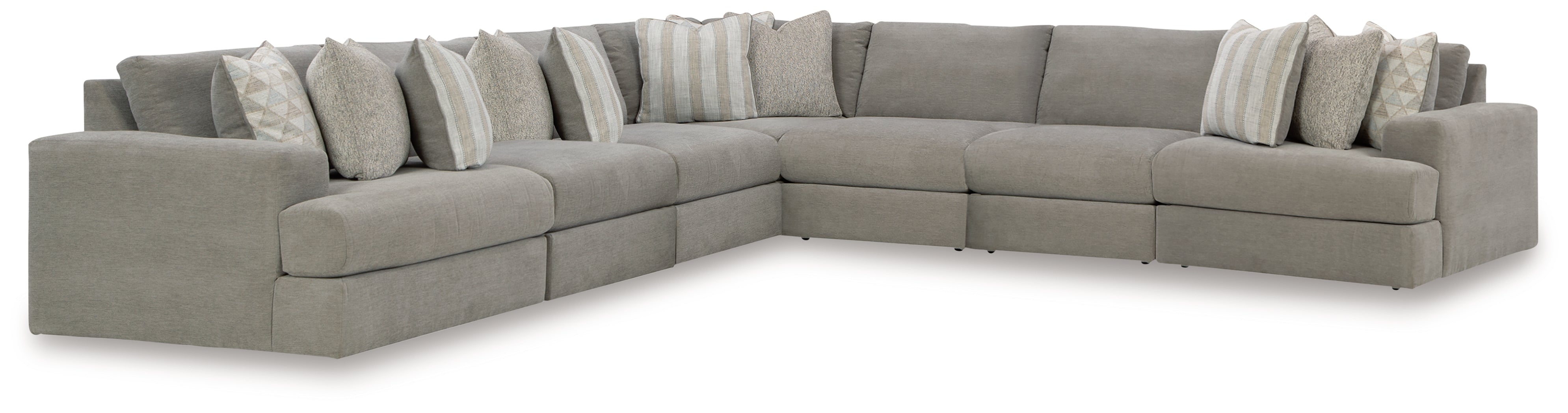 Leasing Furniture - Ashley Furniture - Avaliyah Sectional - RAF 7-Piece Sectional / Ash - 58103S8