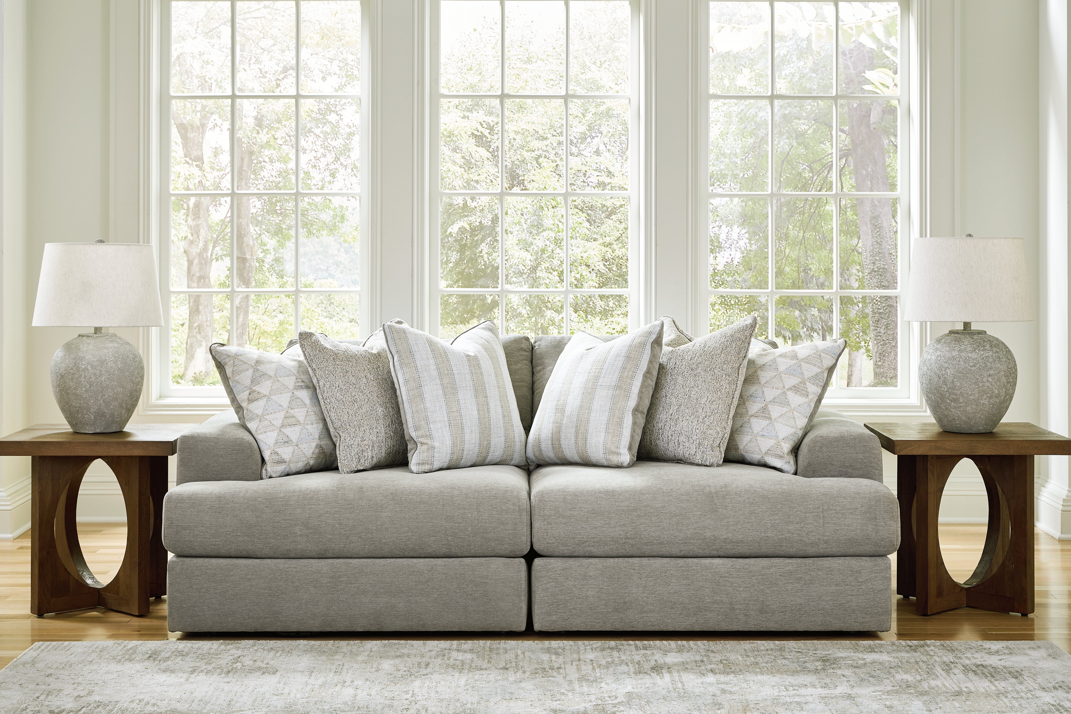 Leasing Furniture - Ashley Furniture - Avaliyah Sectional - RAF 2-Piece Sectional Loveseat / Ash - 58103S1