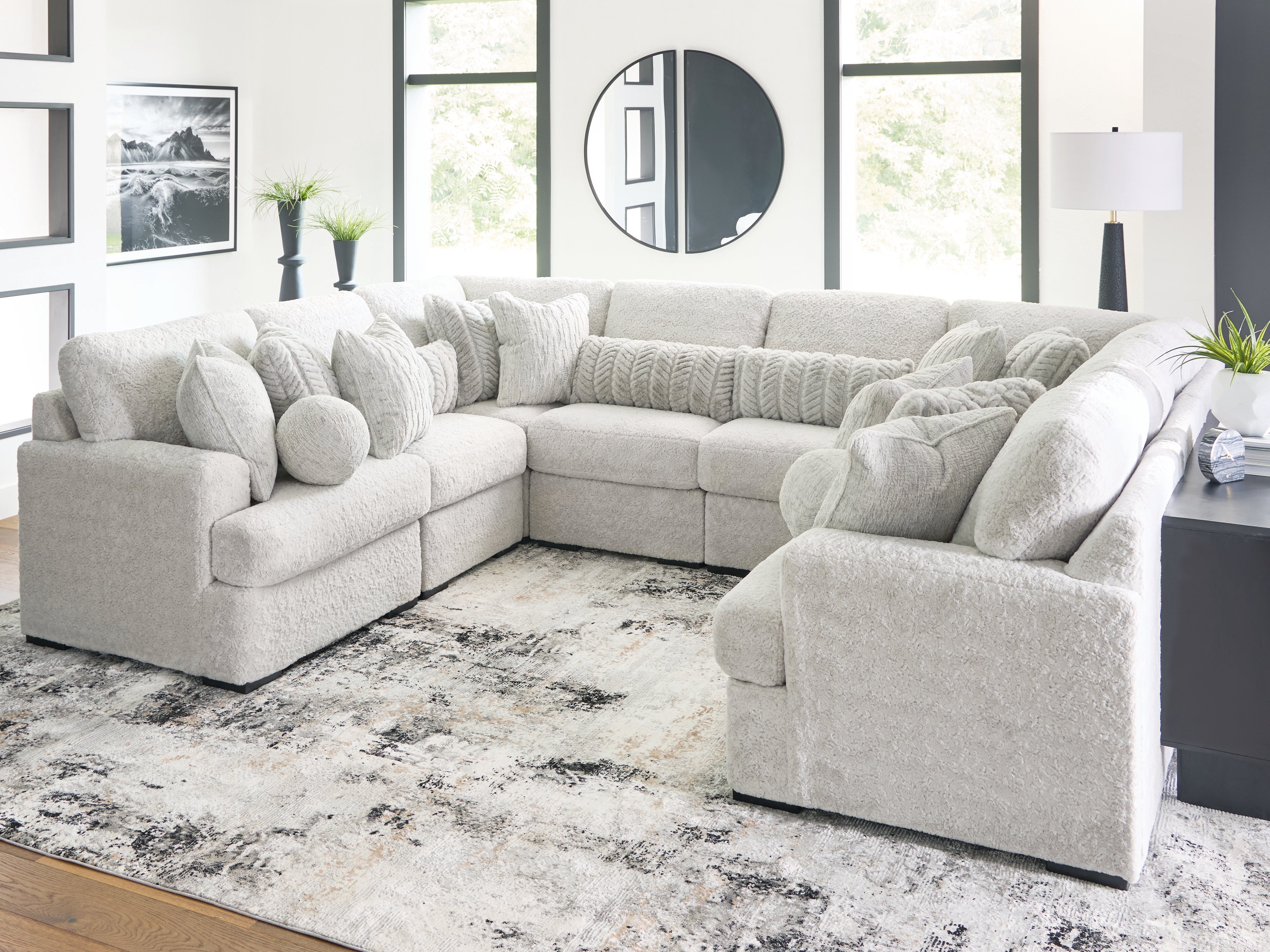 Leasing Furniture - Ashley Furniture - Cuddle Plush Sectional - RAF 8-Piece Sectional / Arctic - PC59106S6