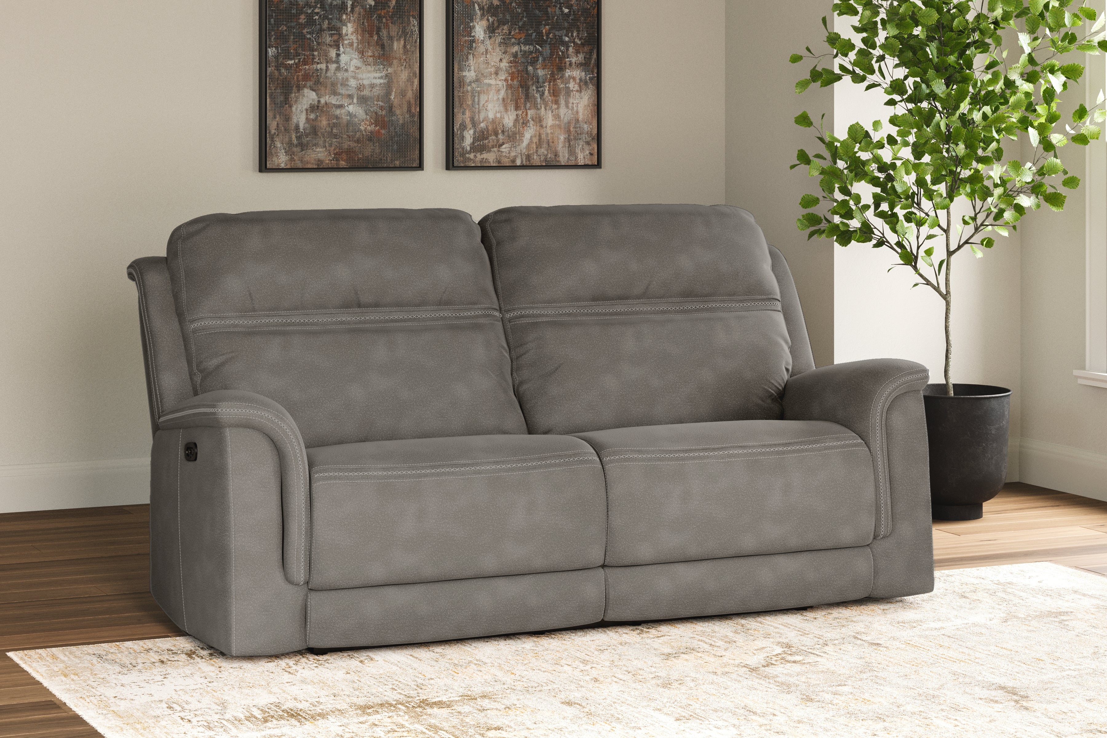 Leasing Furniture - Ashley Furniture - Next-Gen DuraPella Living Room - 2 Seat PWR REC Sofa ADJ HDREST / Slate - 5930147
