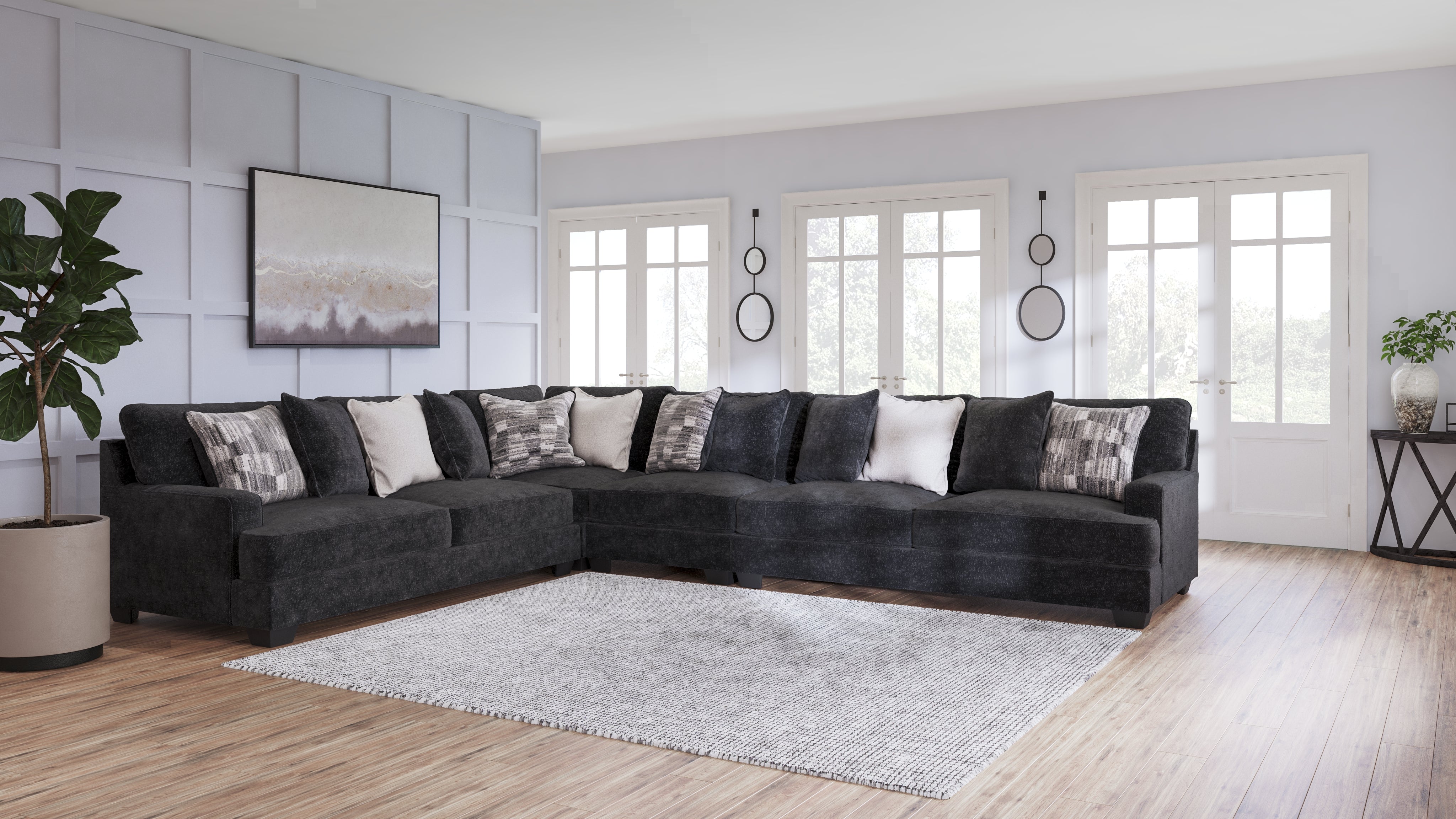 Leasing Furniture - Ashley Furniture - Lavernett Sectional - LAF 4-Piece Sectional / Charcoal - 59603S2