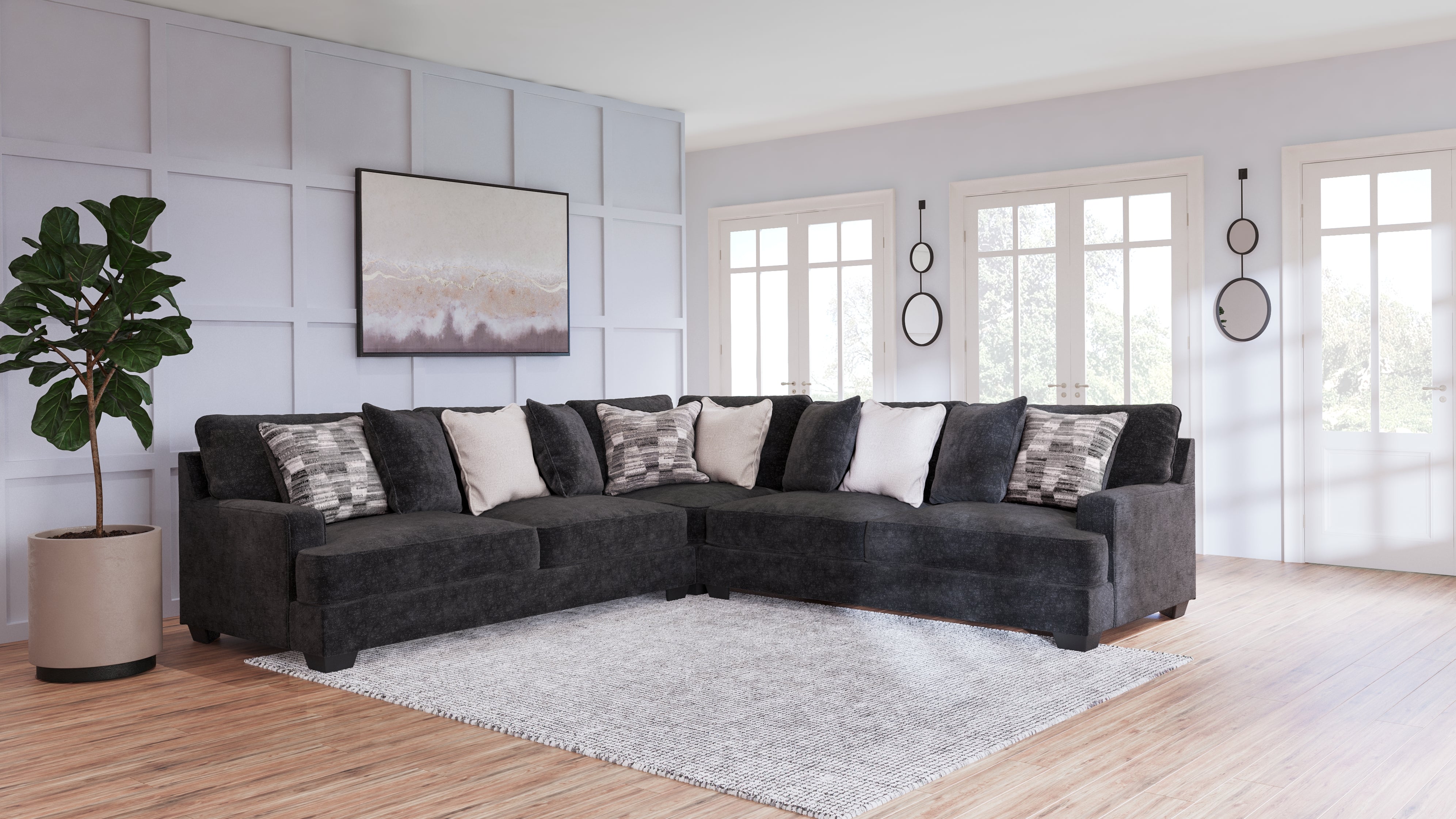 Leasing Furniture - Ashley Furniture - Lavernett Sectional - LAF 4-Piece Sectional / Charcoal - 59603S2