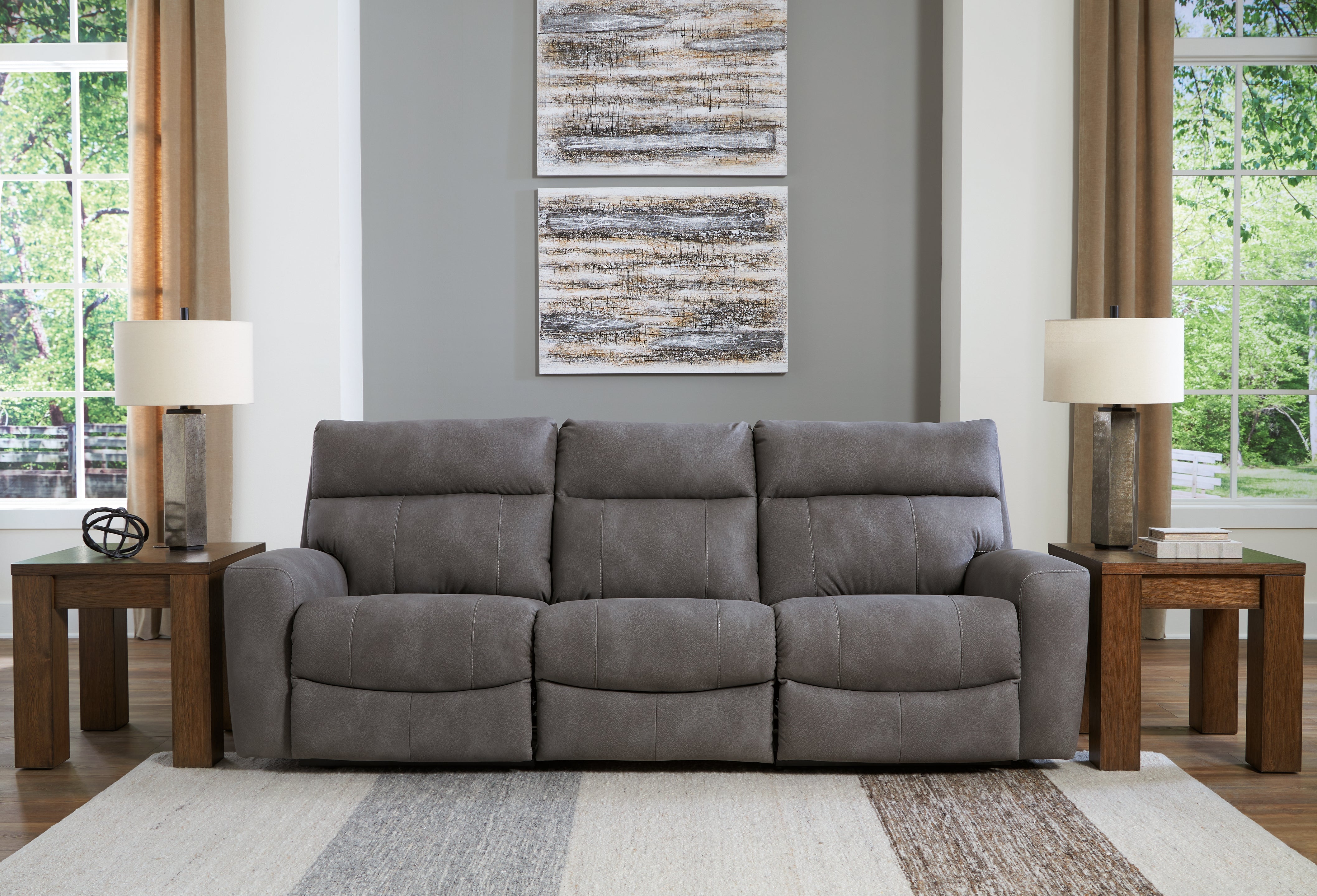 Leasing Furniture - Ashley Furniture - Next-Gen DuraPella Sectional - 3-Piece Power Reclining Sectional Sofa / Slate - 61003S2