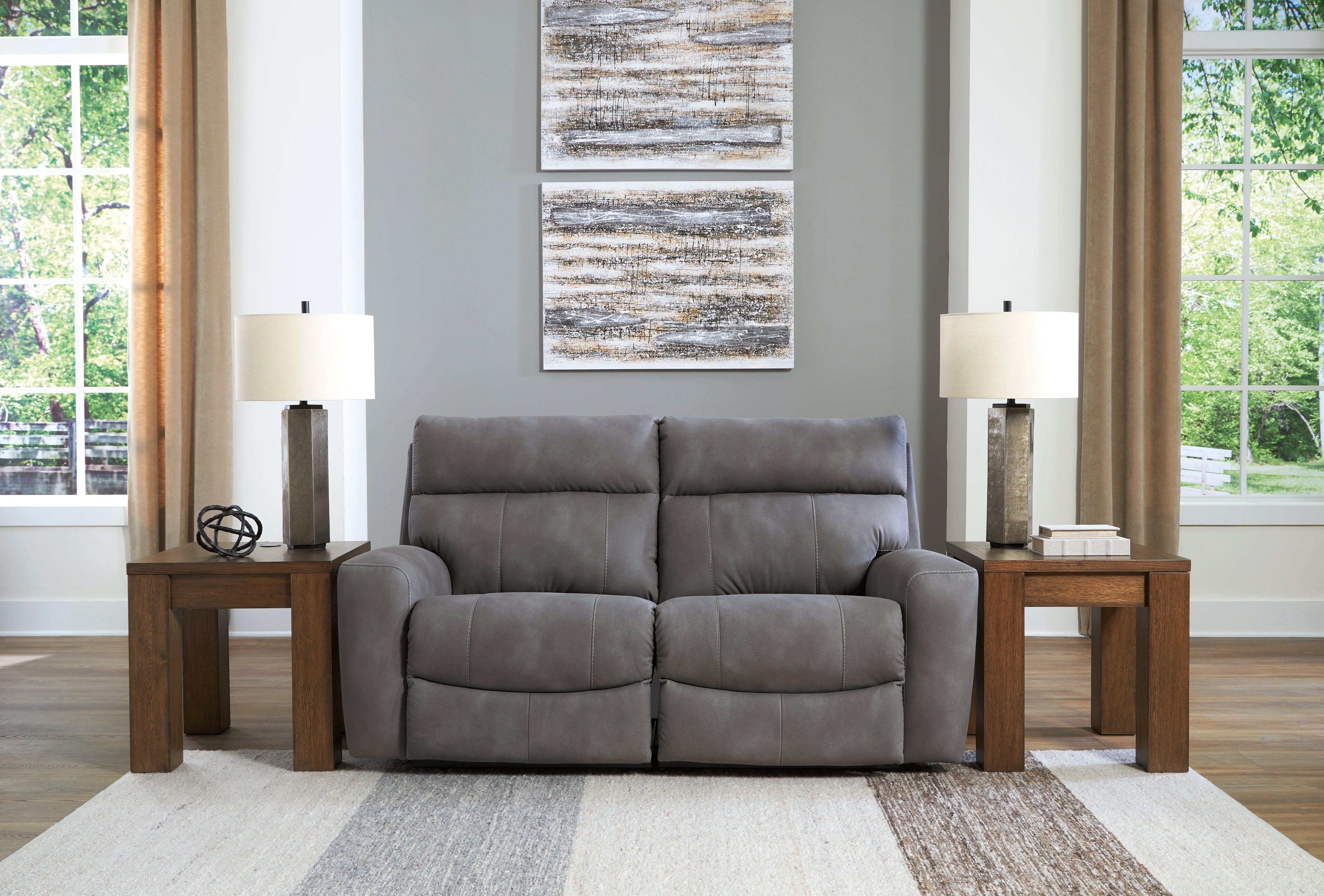 Leasing Furniture - Ashley Furniture - Next-Gen DuraPella Sectional - 2-Piece Power Reclining Sectional Loveseat / Slate - 61003S1