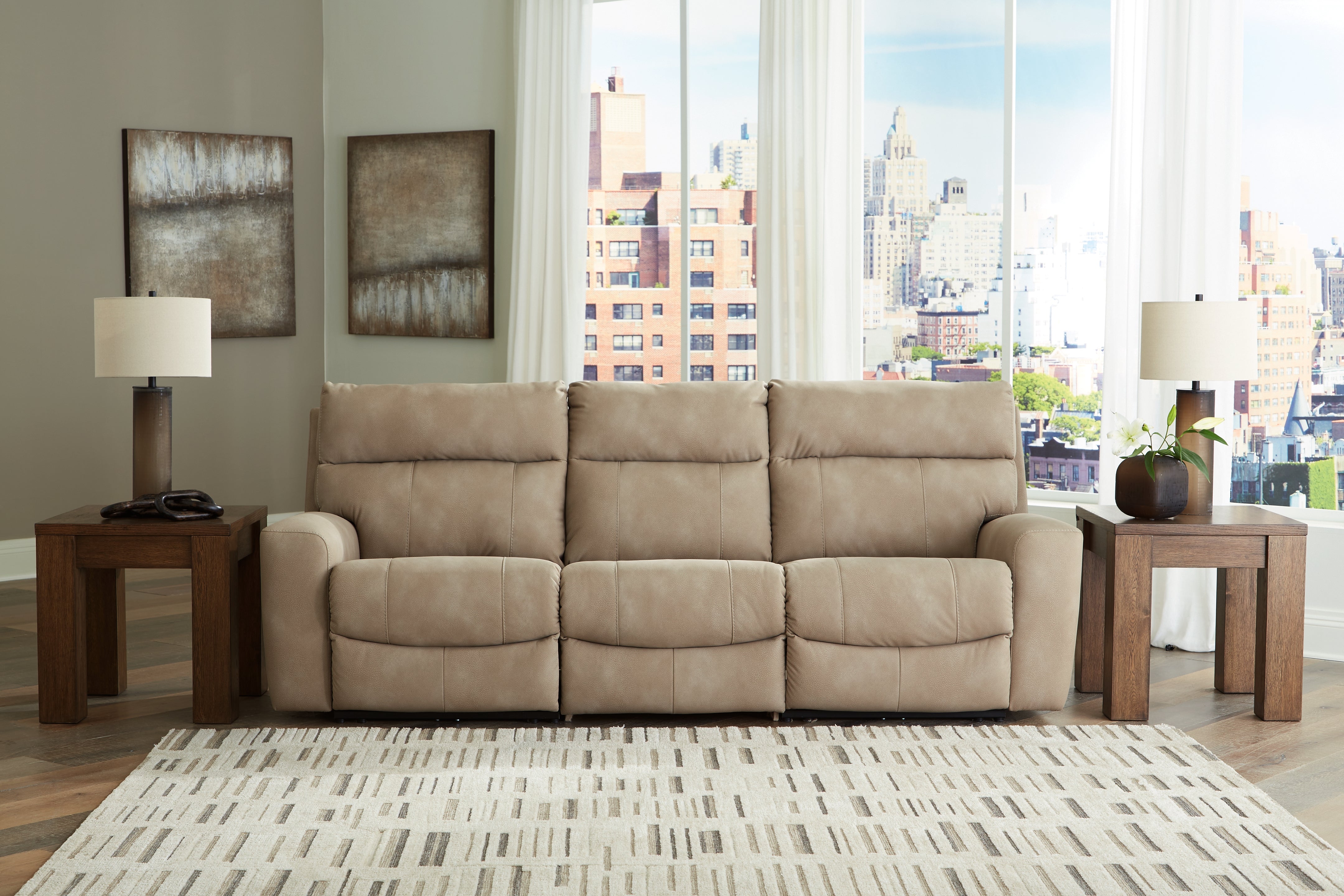 Leasing Furniture - Ashley Furniture - Next-Gen DuraPella Sectional - 3-Piece Power Reclining Sectional Sofa / Sand - 61004S2