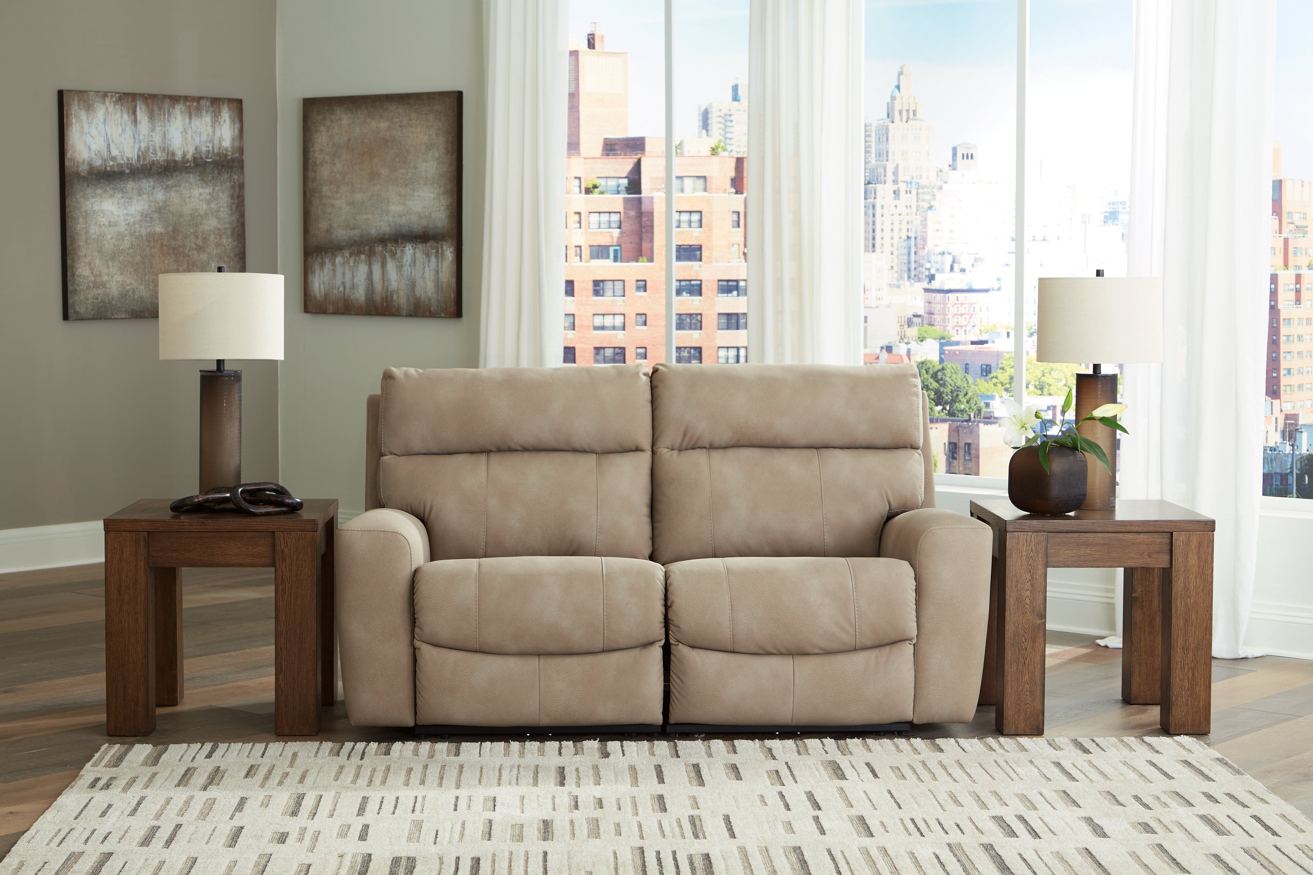 Leasing Furniture - Ashley Furniture - Next-Gen DuraPella Sectional - 2-Piece Power Reclining Sectional Loveseat / Sand - 61004S1