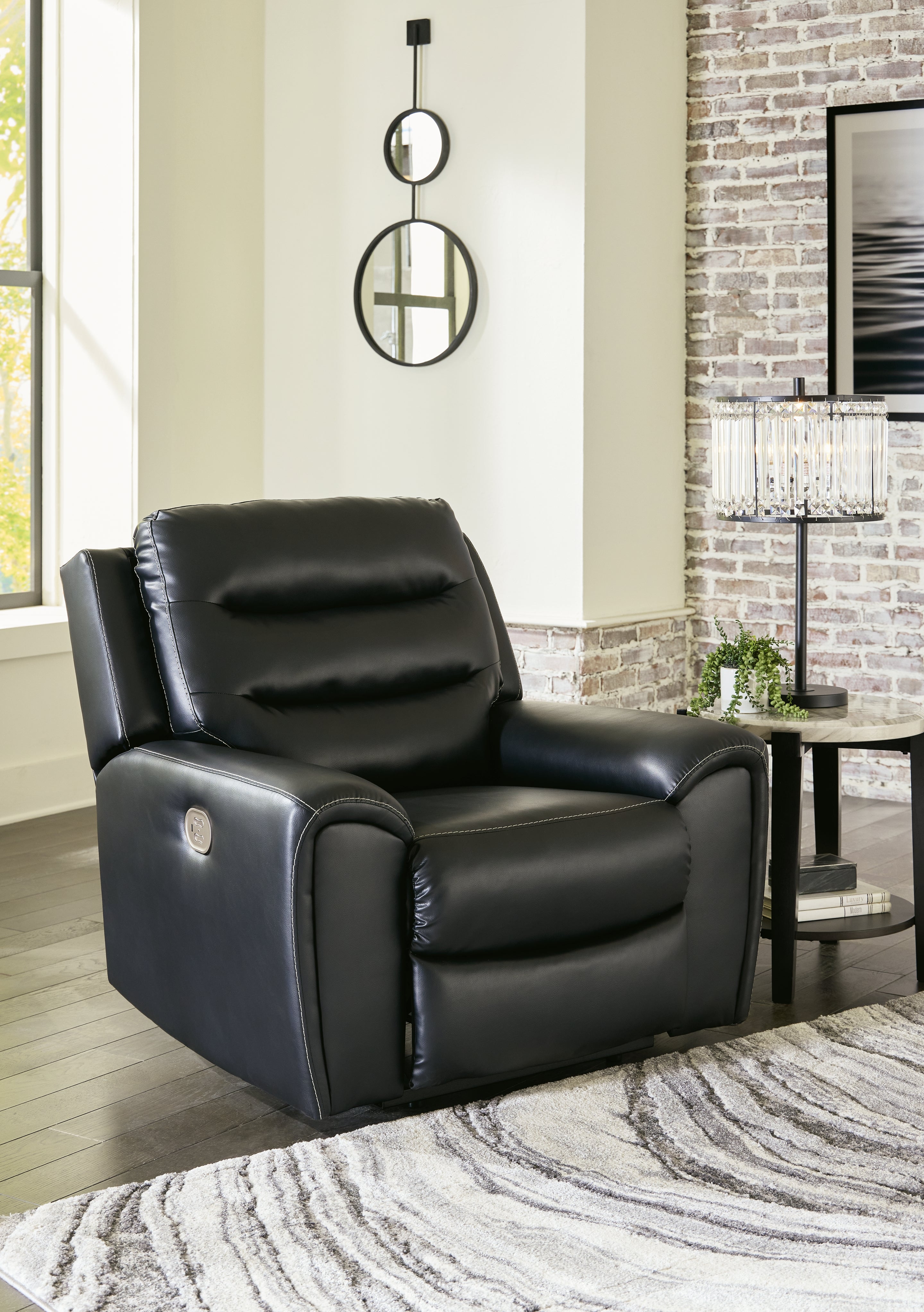 Leasing Furniture - Ashley Furniture - Warlin Living Room - PWR Recliner/ADJ Headrest / Black - 6110513