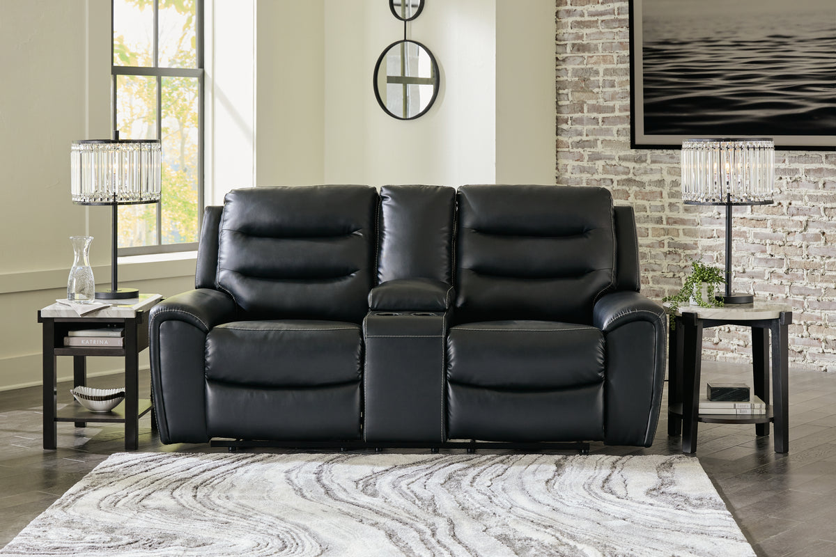 Leasing Furniture - Ashley Furniture - Warlin Living Room - PWR Recliner/ADJ Headrest / Black - 6110513