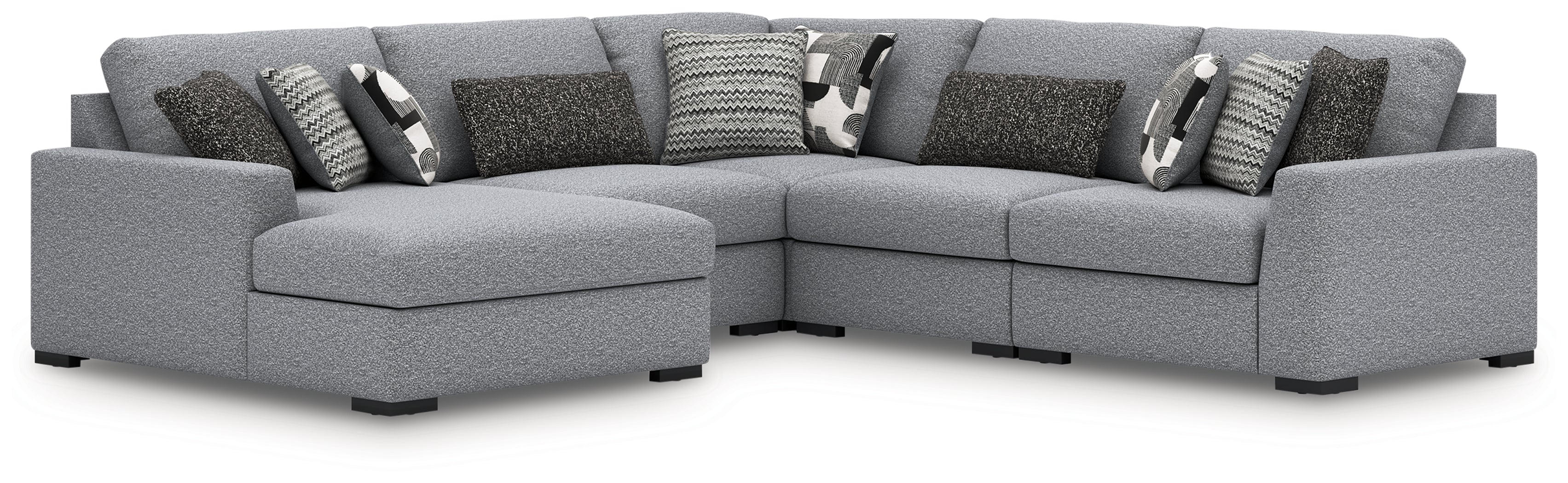 Leasing Furniture - Ashley Furniture - Bealton Sectional - RAF 5-Piece Sectional with Chaise / Salt and Pepper - 61305S8