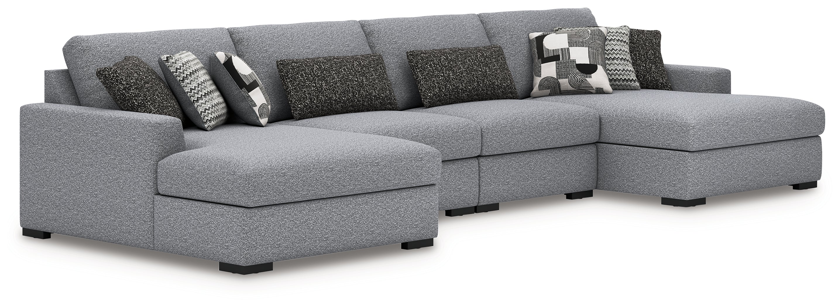 Leasing Furniture - Ashley Furniture - Bealton Sectional - RAF 4-Piece Sectional with Double Chaise / Salt and Pepper - 61305S9