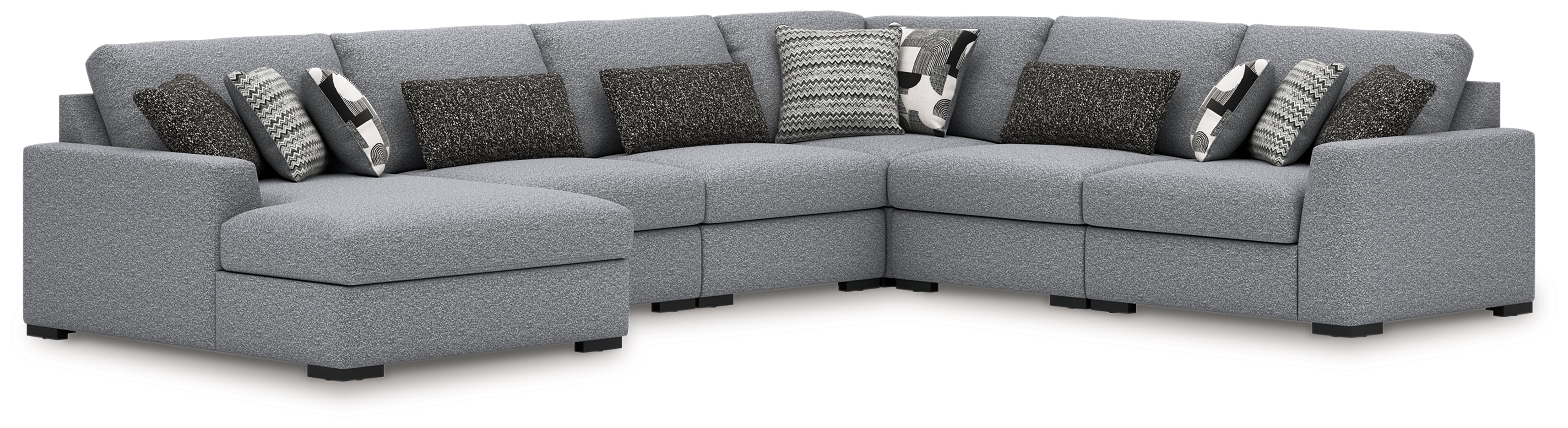 Leasing Furniture - Ashley Furniture - Bealton Sectional - RAF 6-Piece Sectional with Chaise / Salt and Pepper - 61305S13