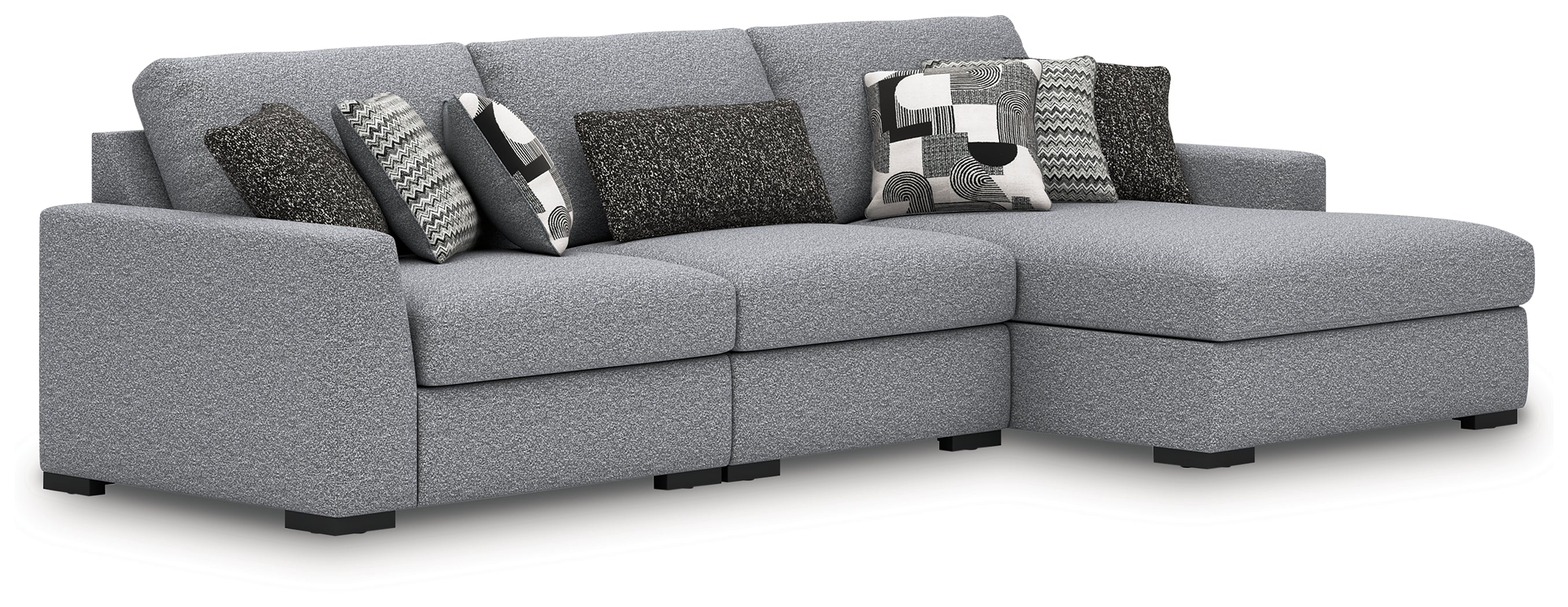 Leasing Furniture - Ashley Furniture - Bealton Sectional - RAF 3-Piece Sectional with Chaise / Salt and Pepper - 61305S3