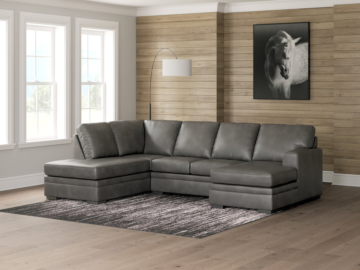 Leasing Furniture - Ashley Furniture - Lofton-Pike Sectional - RAF 2-Piece Sectional with Chaise / Shadow - PC61610S2