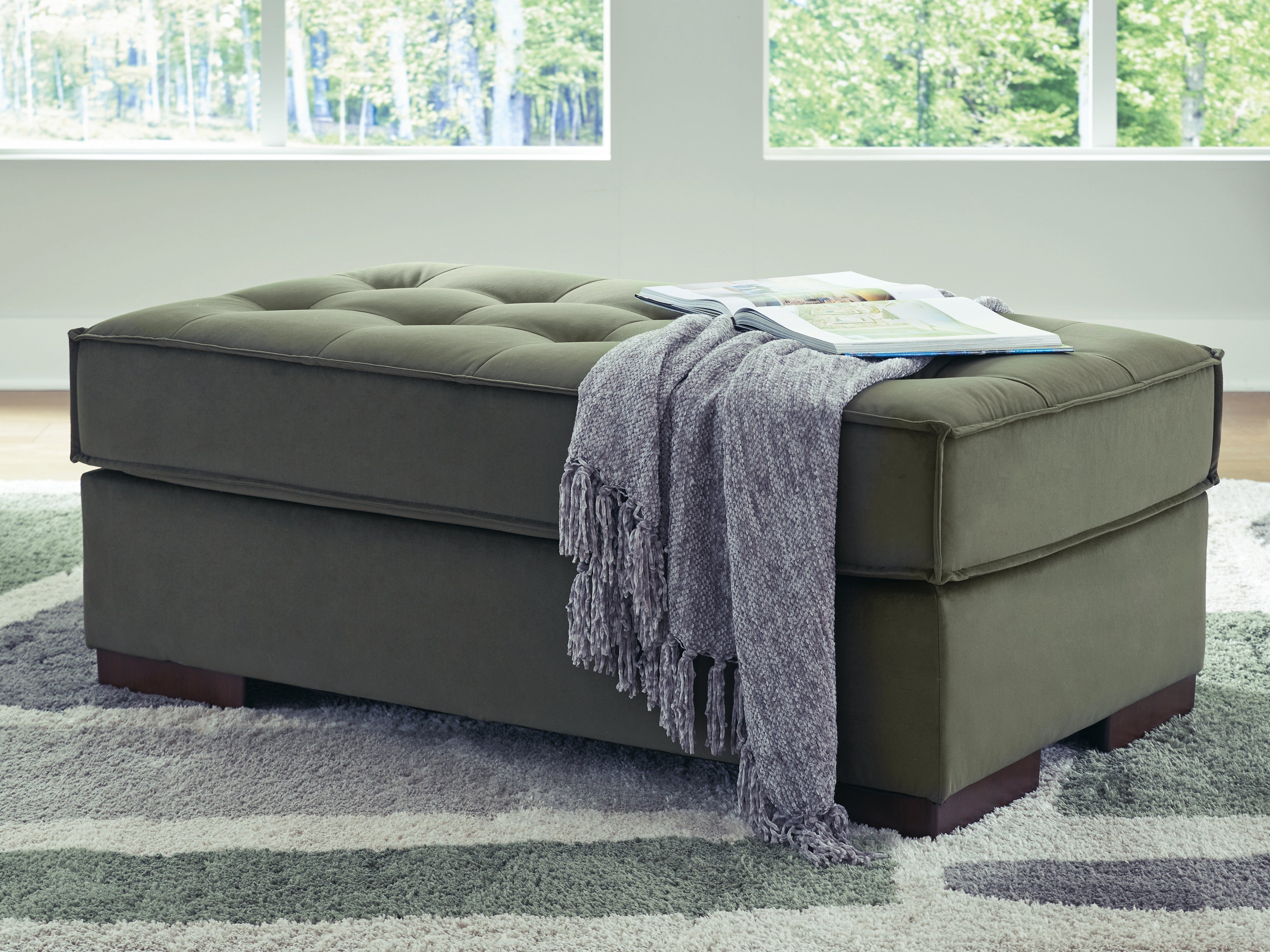 Leasing Furniture - Ashley Furniture - Caspian-Town Living Room - Oversized Accent Ottoman / Olive - PC6170208