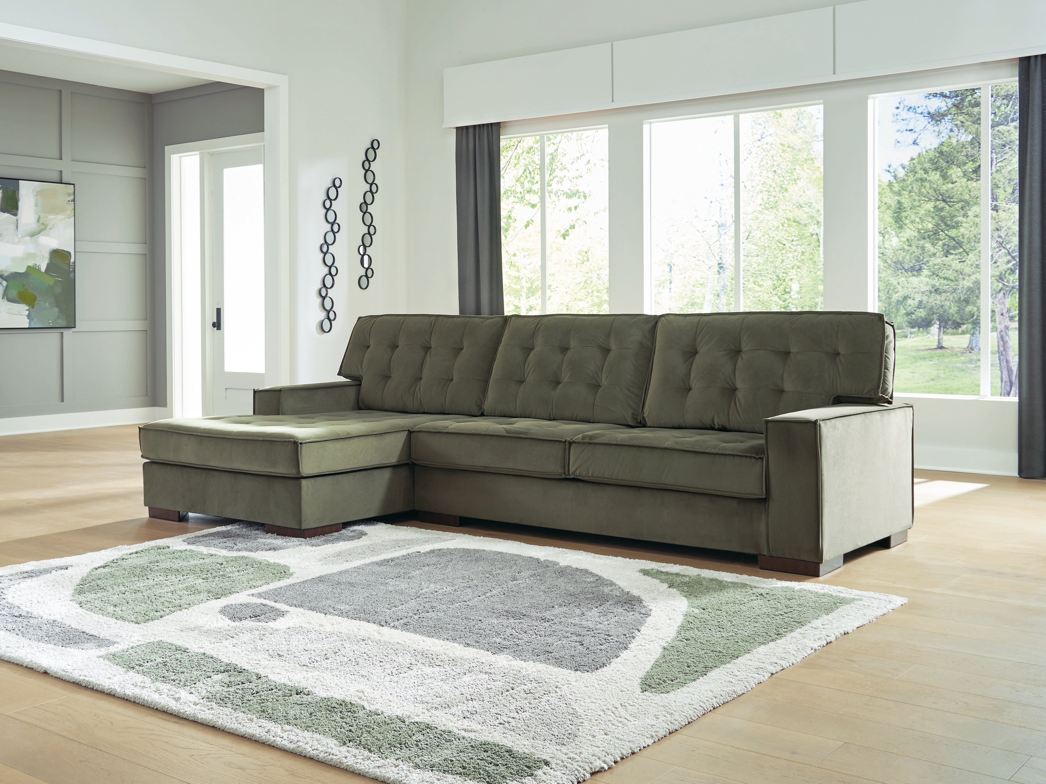 Leasing Furniture - Ashley Furniture - Caspian-Town Sectional - LAF 2-Piece Sectional with Chaise / Olive - PC61702S2