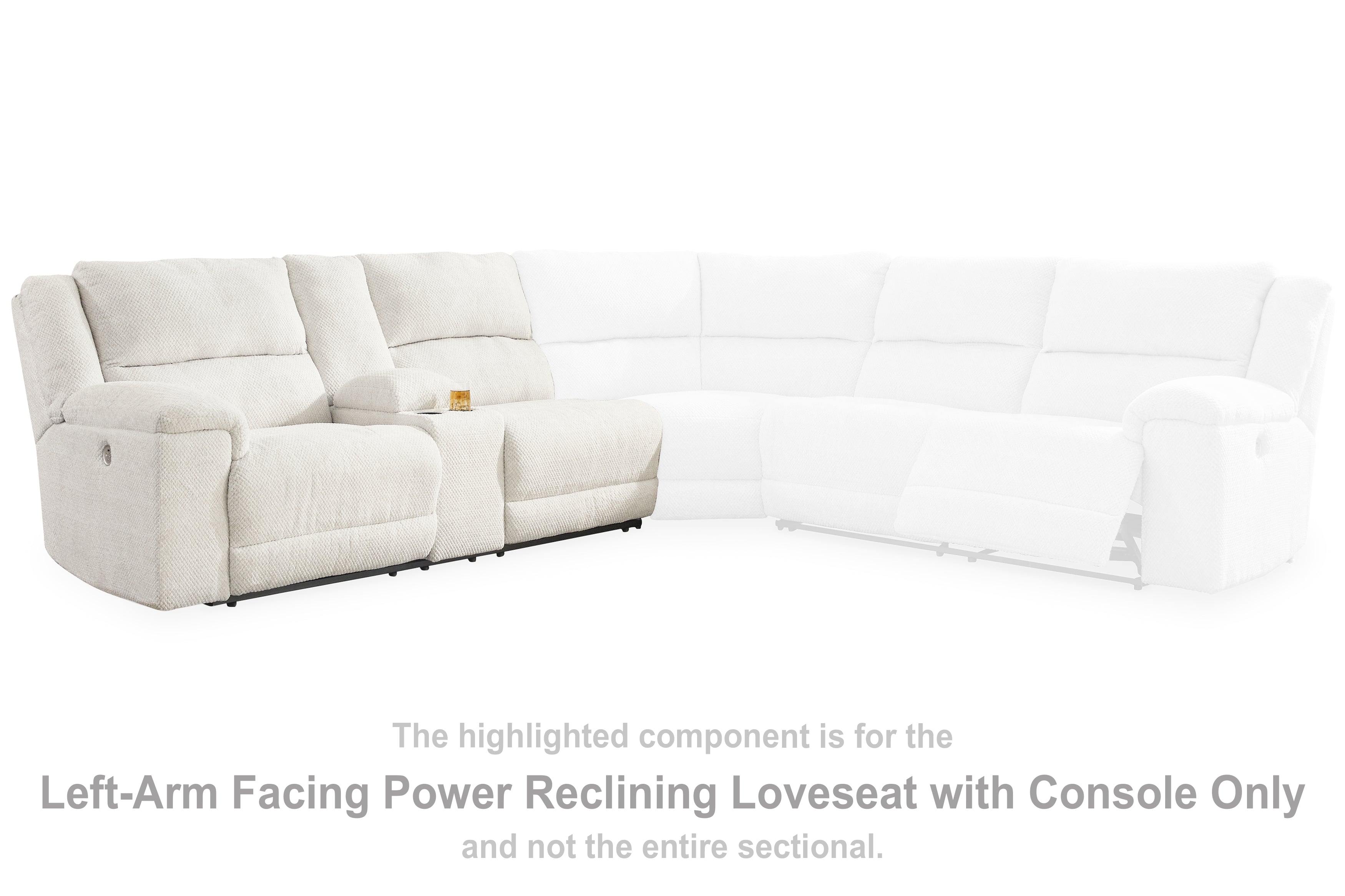 Leasing Furniture - Ashley Furniture - Keensburg Sectional - LAF DBL REC PWR CON Loveseat / Linen - 6180701