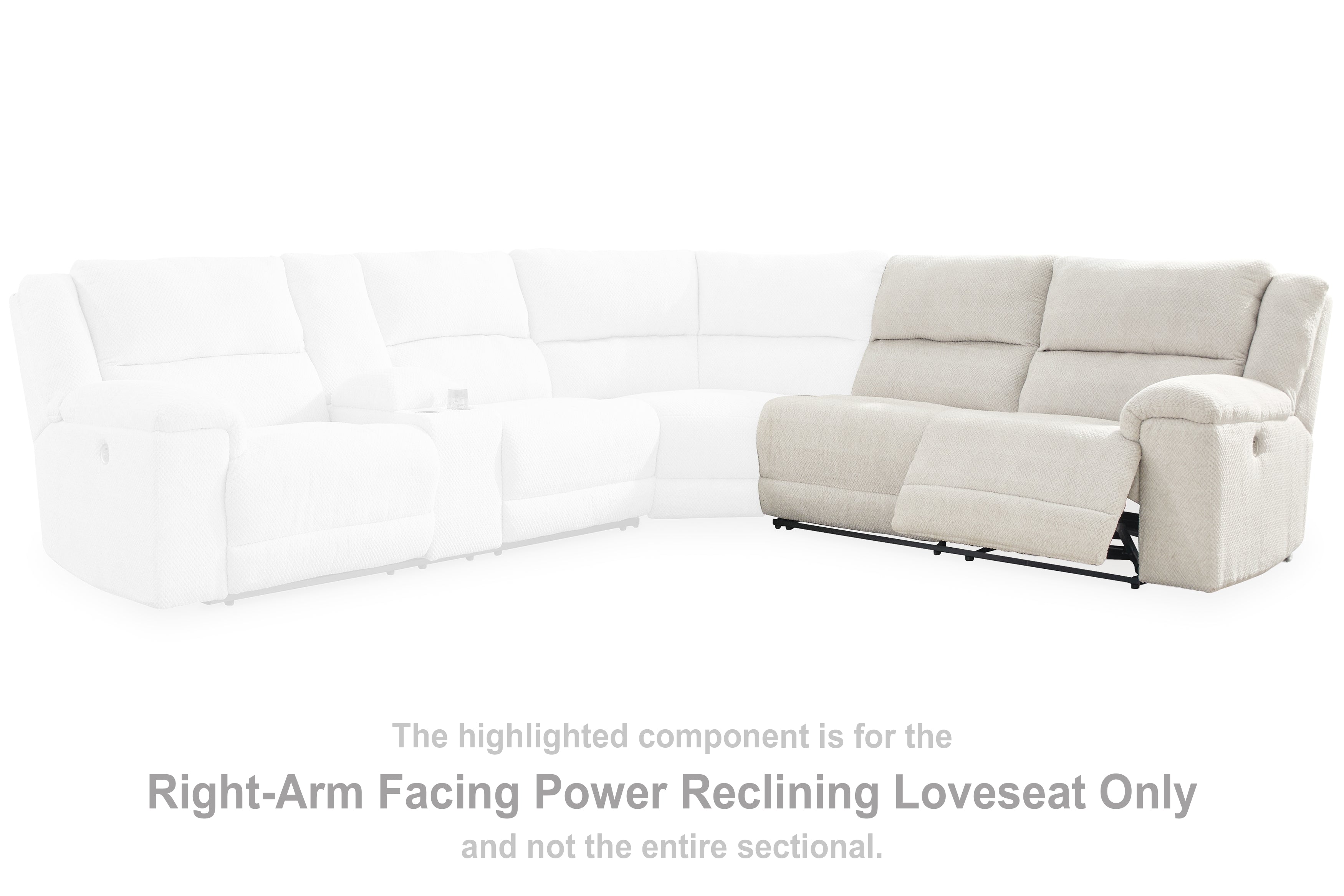 Leasing Furniture - Ashley Furniture - Keensburg Sectional - RAF Reclining Power Loveseat / Linen - 6180775