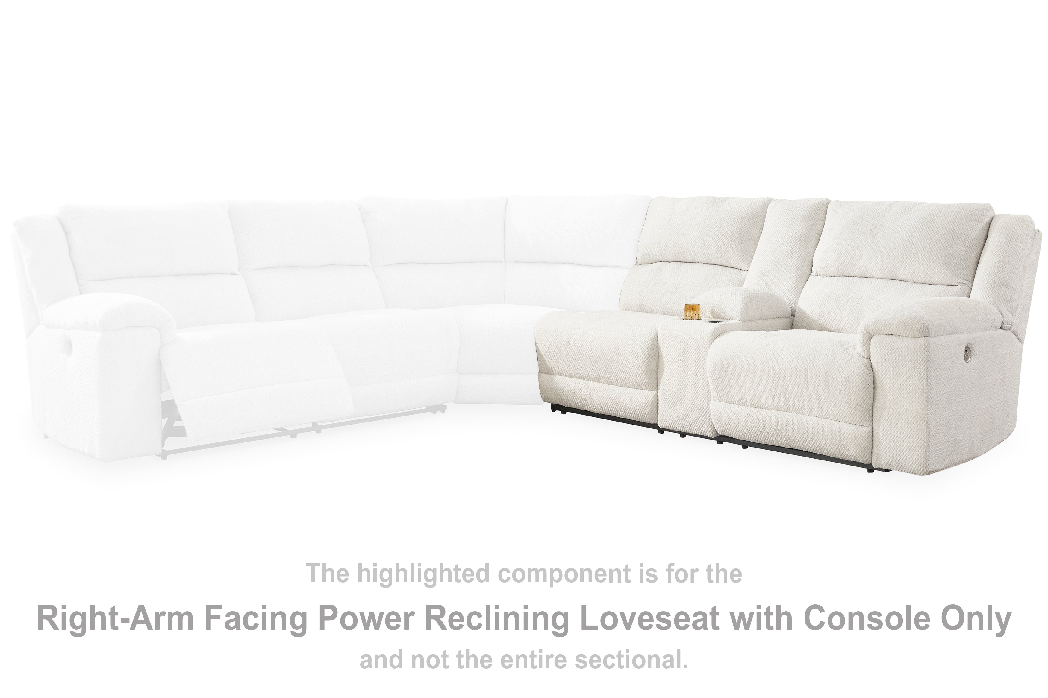 Leasing Furniture - Ashley Furniture - Keensburg Sectional - RAF DBL REC PWR CON Loveseat / Linen - 6180790
