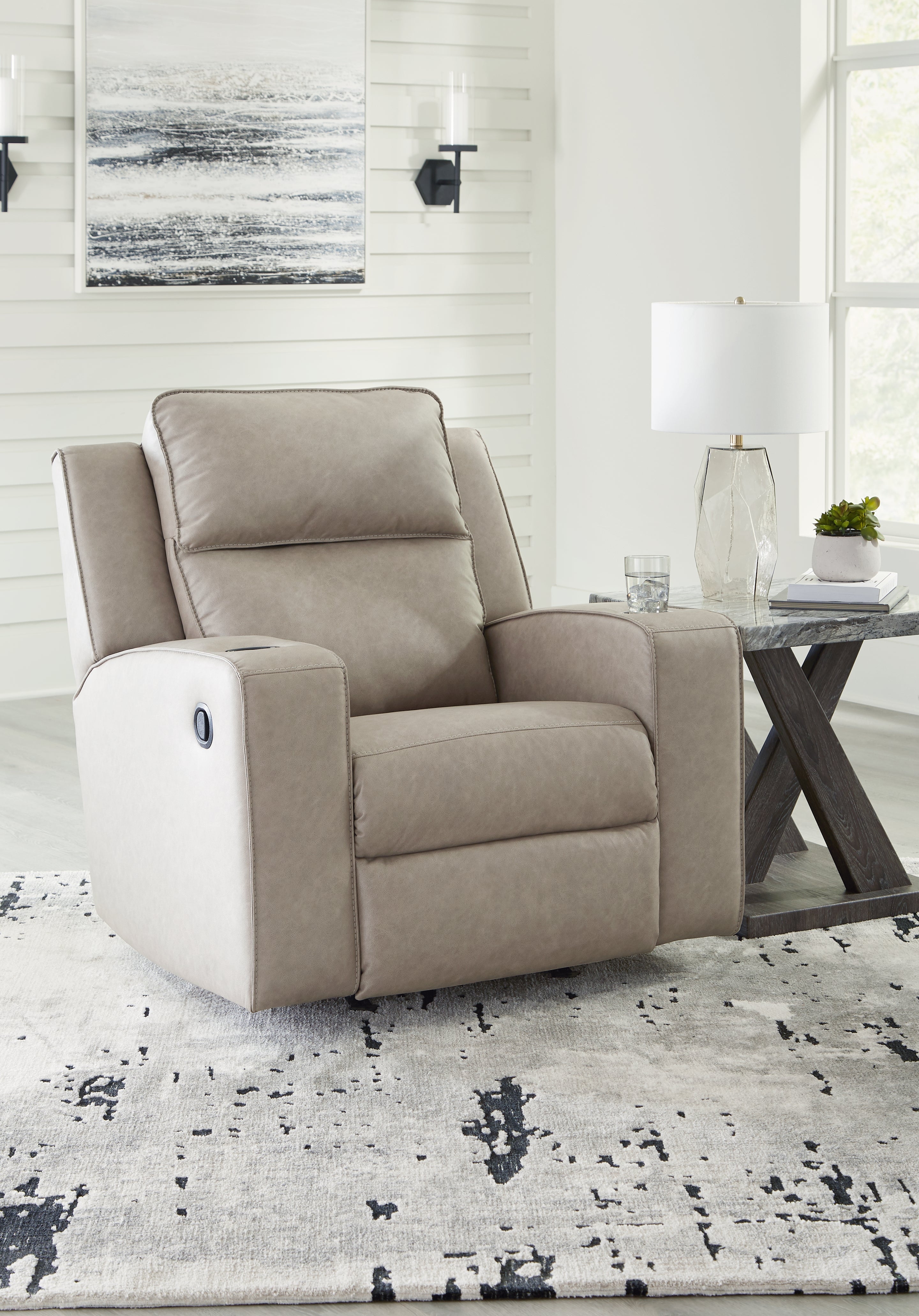Leasing Furniture - Ashley Furniture - Lavenhorne Living Room - Rocker Recliner / Pebble - 6330725