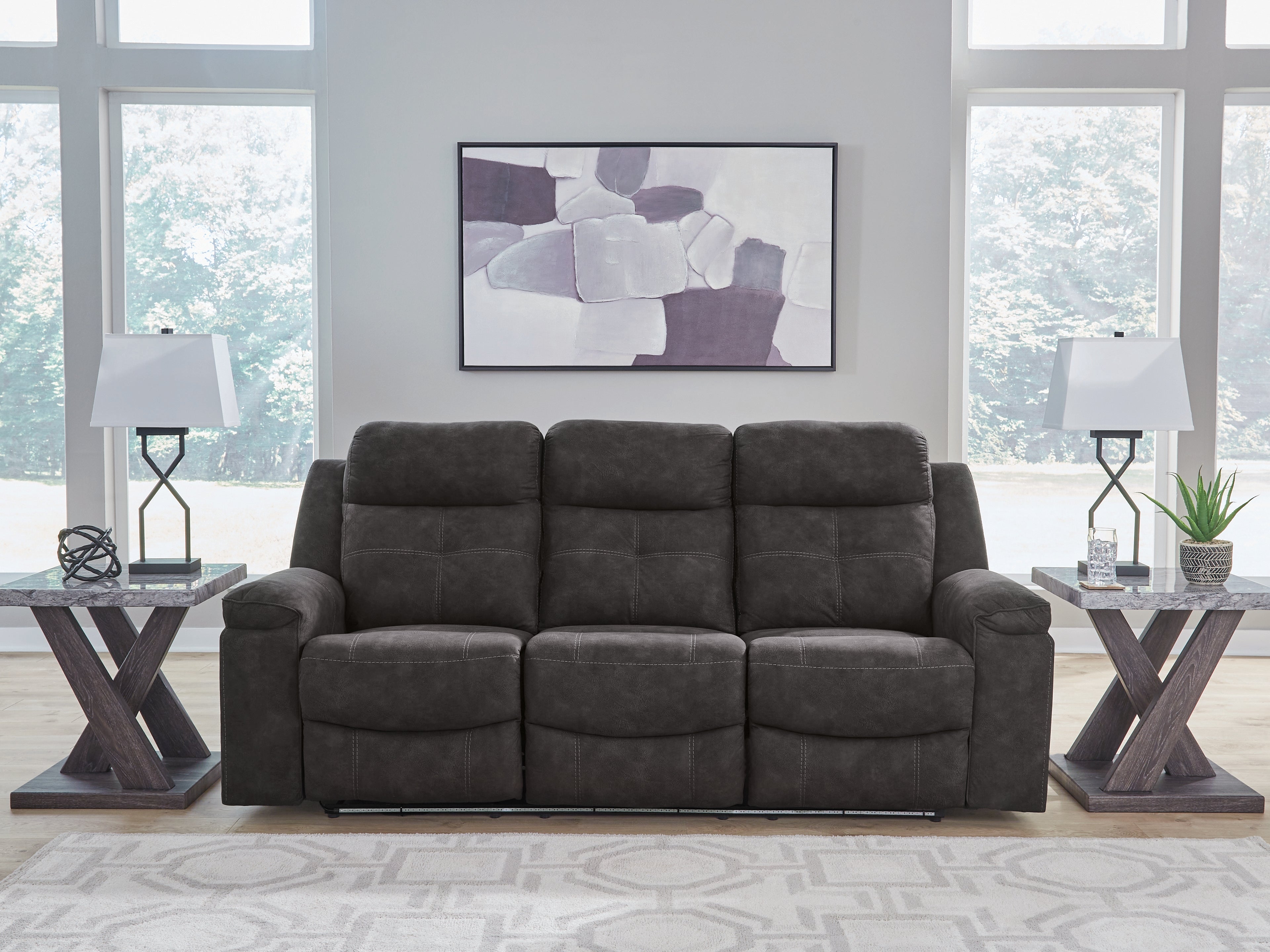 Leasing Furniture - Ashley Furniture - Brysonview Living Room - Reclining Sofa / Charcoal - 6360588