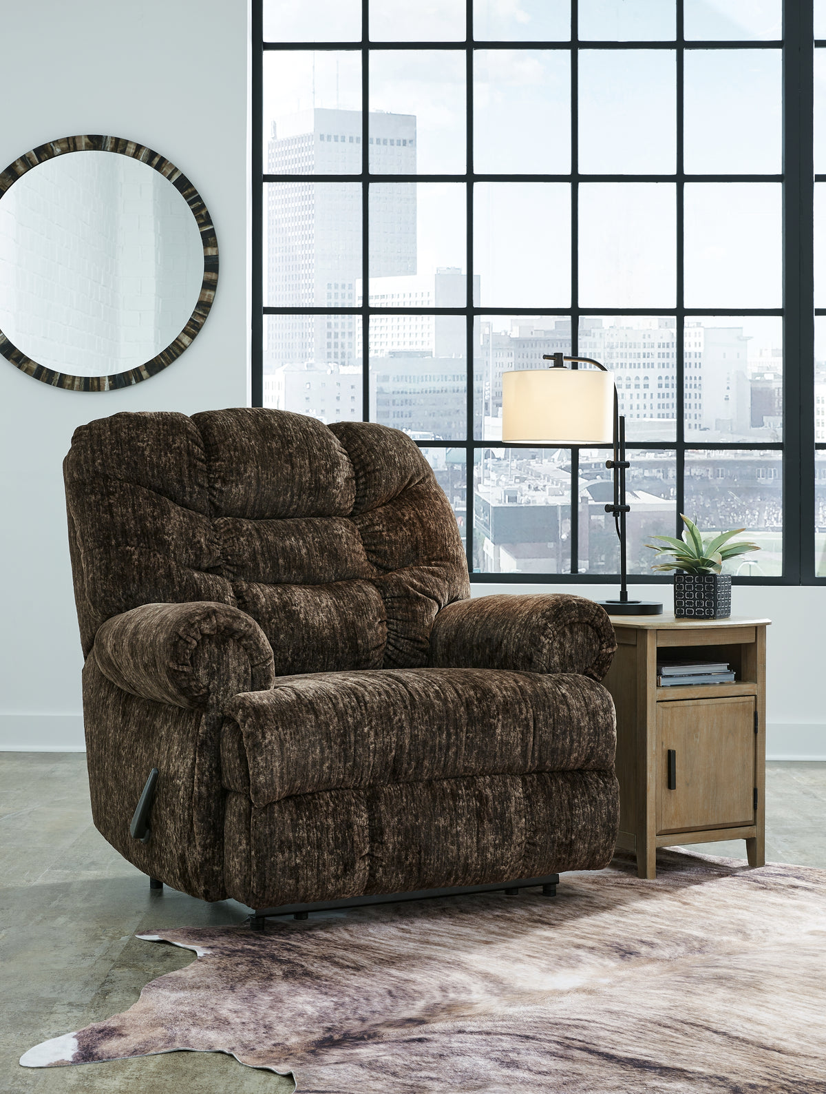 Leasing Furniture - Ashley Furniture - Movie Man Living Room - Zero Wall Recliner / Chocolate - 6380229