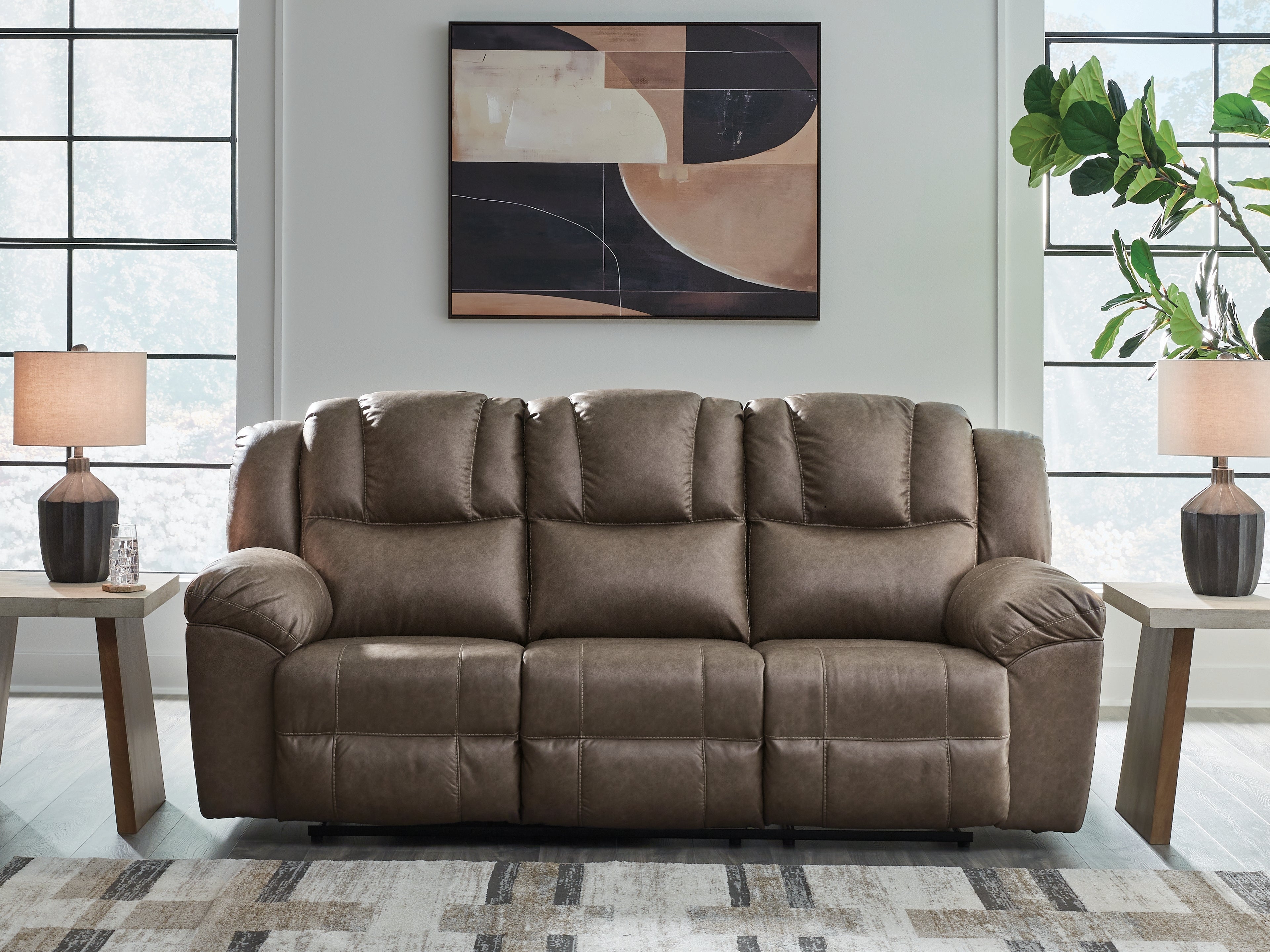 Leasing Furniture - Ashley Furniture - Lowilla Living Room - Reclining Sofa / Driftwood - PC6450688