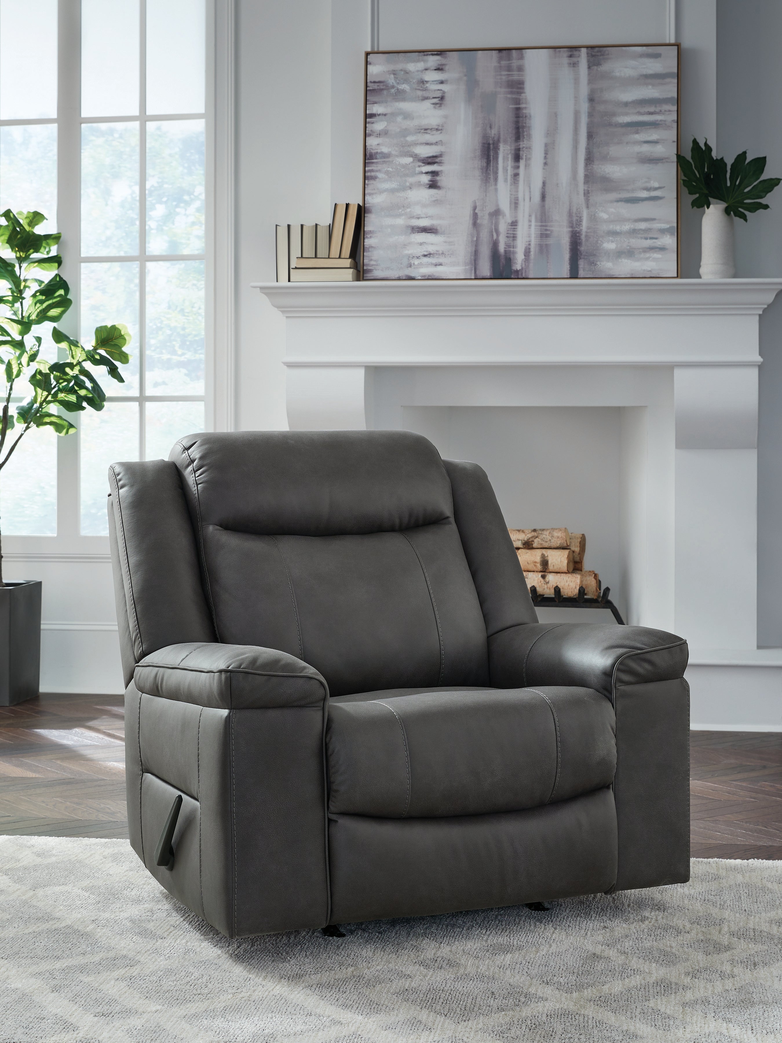 Leasing Furniture - Ashley Furniture - Status Check Living Room - Rocker Recliner / Shadow - PC6530725