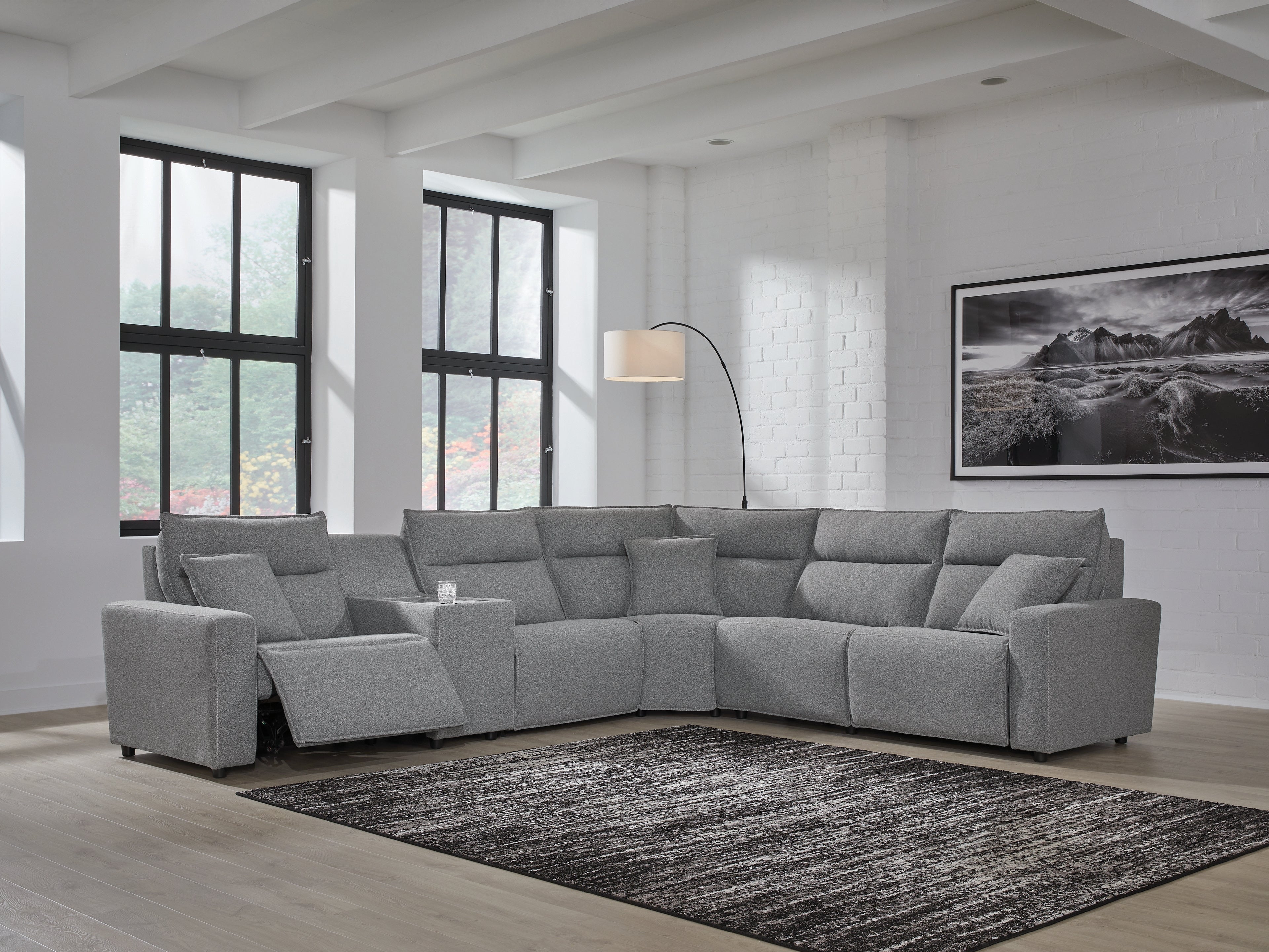 Leasing Furniture - Ashley Furniture - ModMax II Sectional - 6-Piece Power Reclining Sectional / Salt and Pepper - 65906S10