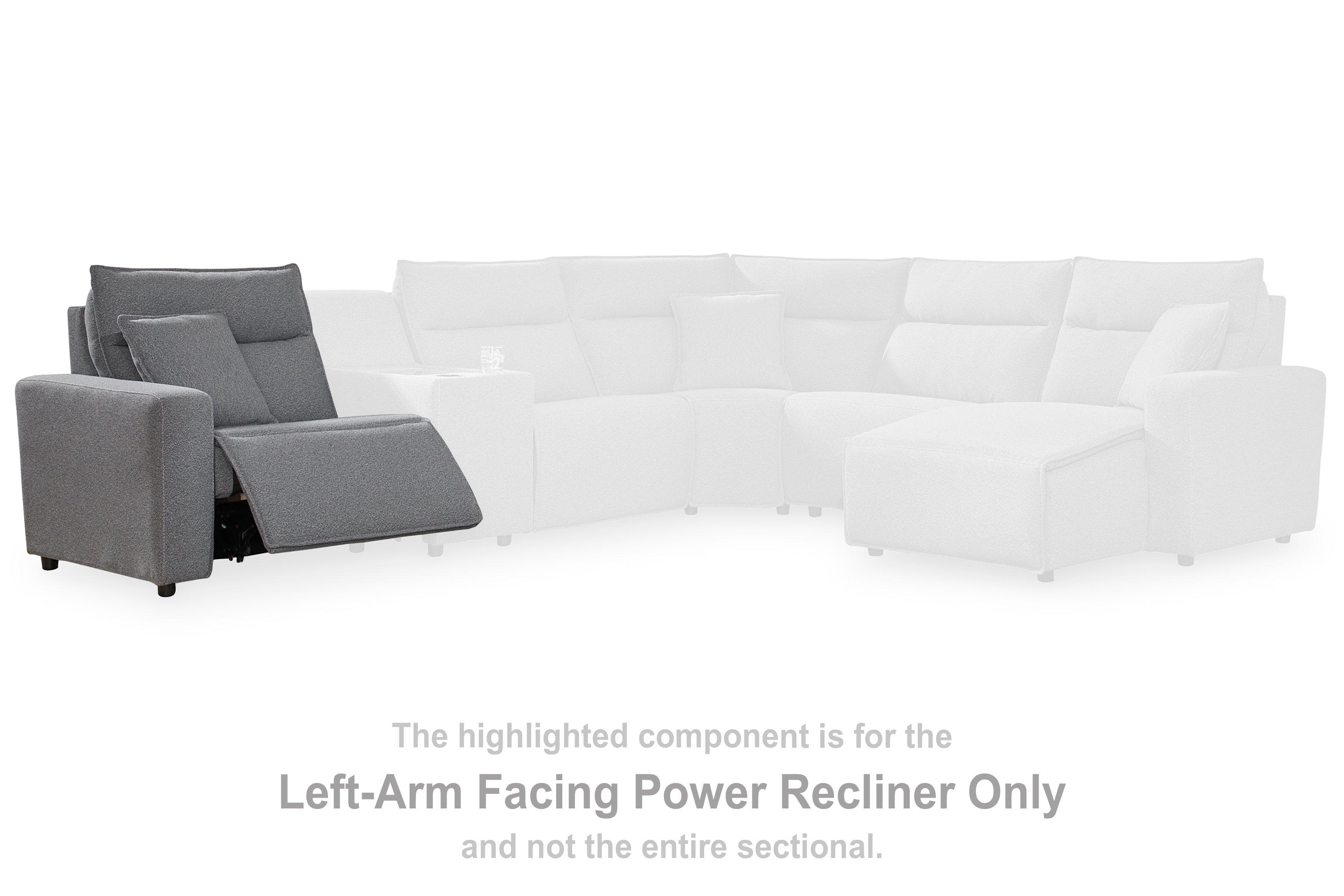 Leasing Furniture - Ashley Furniture - ModMax II Sectional - LAF Zero Wall Power Recliner / Salt and Pepper - 6590658