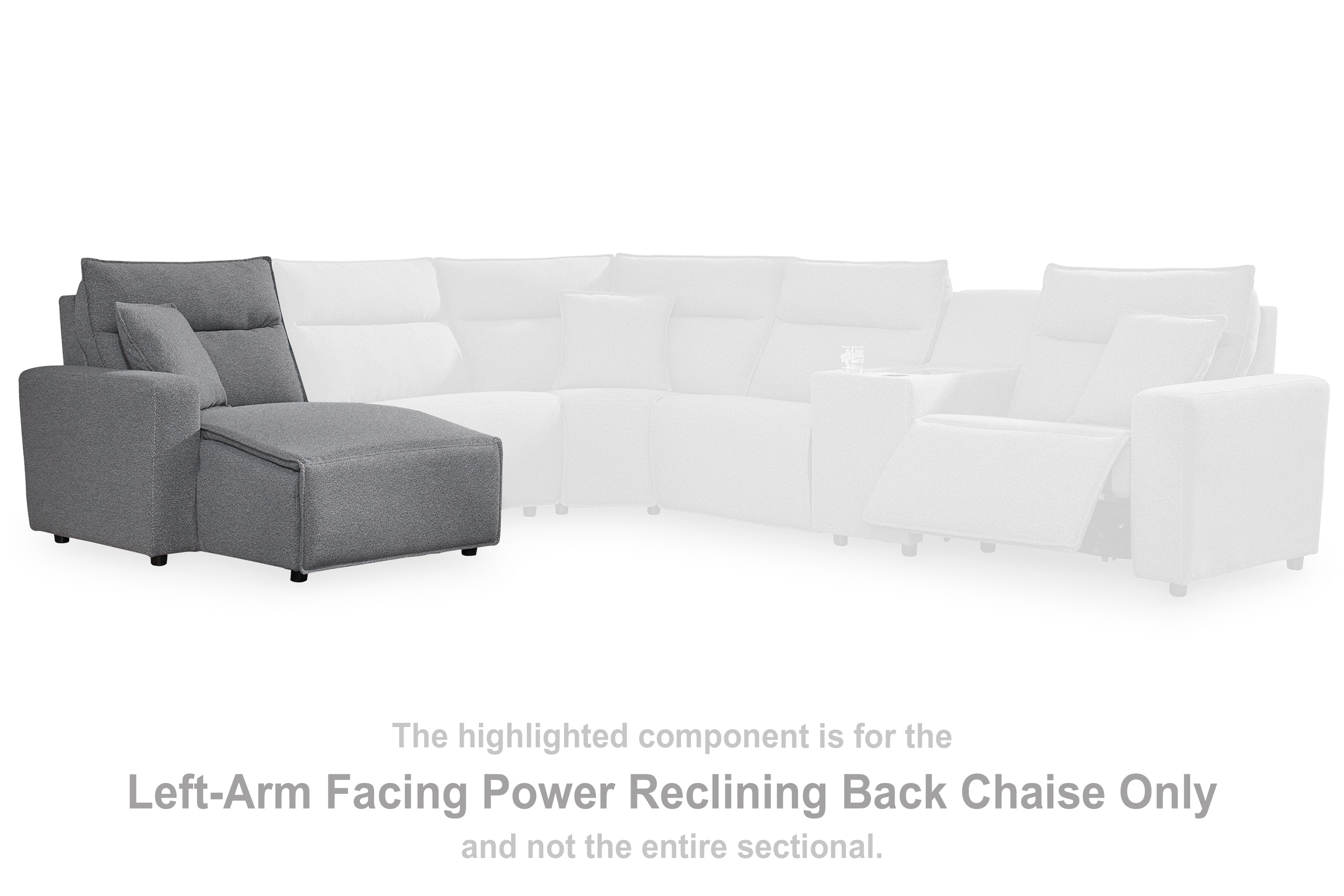 Leasing Furniture - Ashley Furniture - ModMax II Sectional - LAF Press Back Power Chaise / Salt and Pepper - 6590679