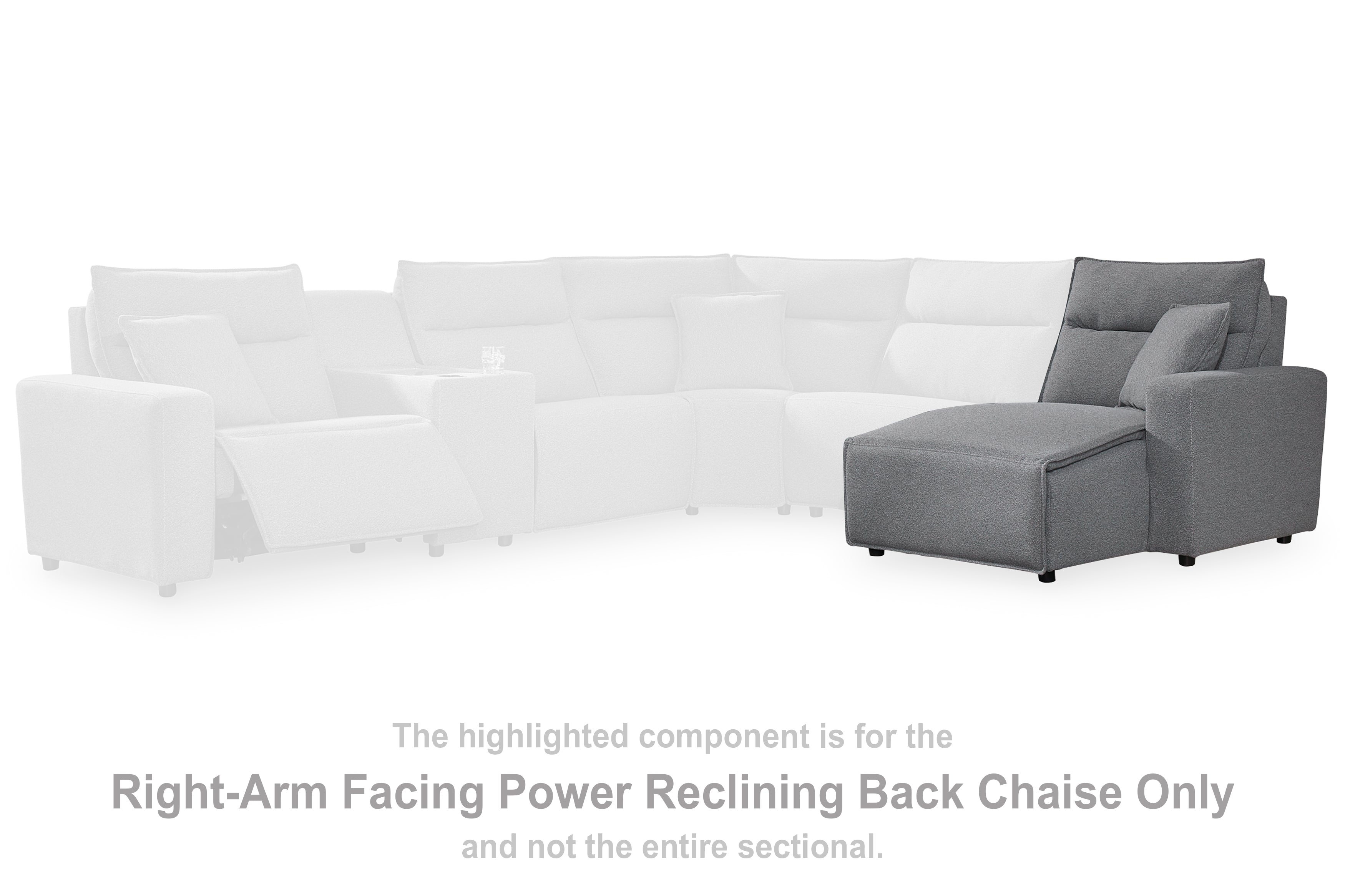 Leasing Furniture - Ashley Furniture - ModMax II Sectional - RAF Press Back Power Chaise / Salt and Pepper - 6590697