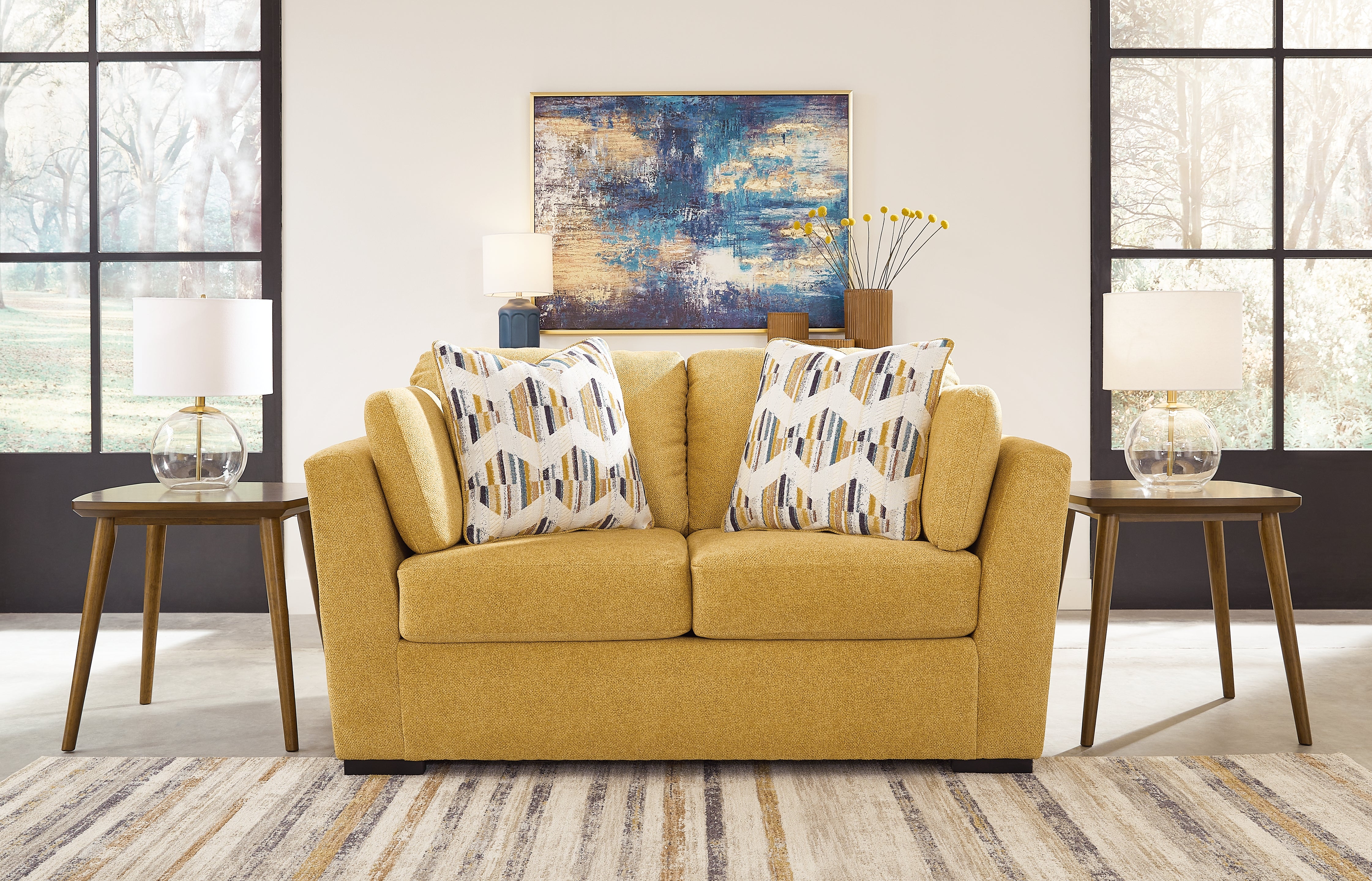 Leasing Furniture - Ashley Furniture - Keerwick Living Room - Loveseat / Sunflower - 6750635