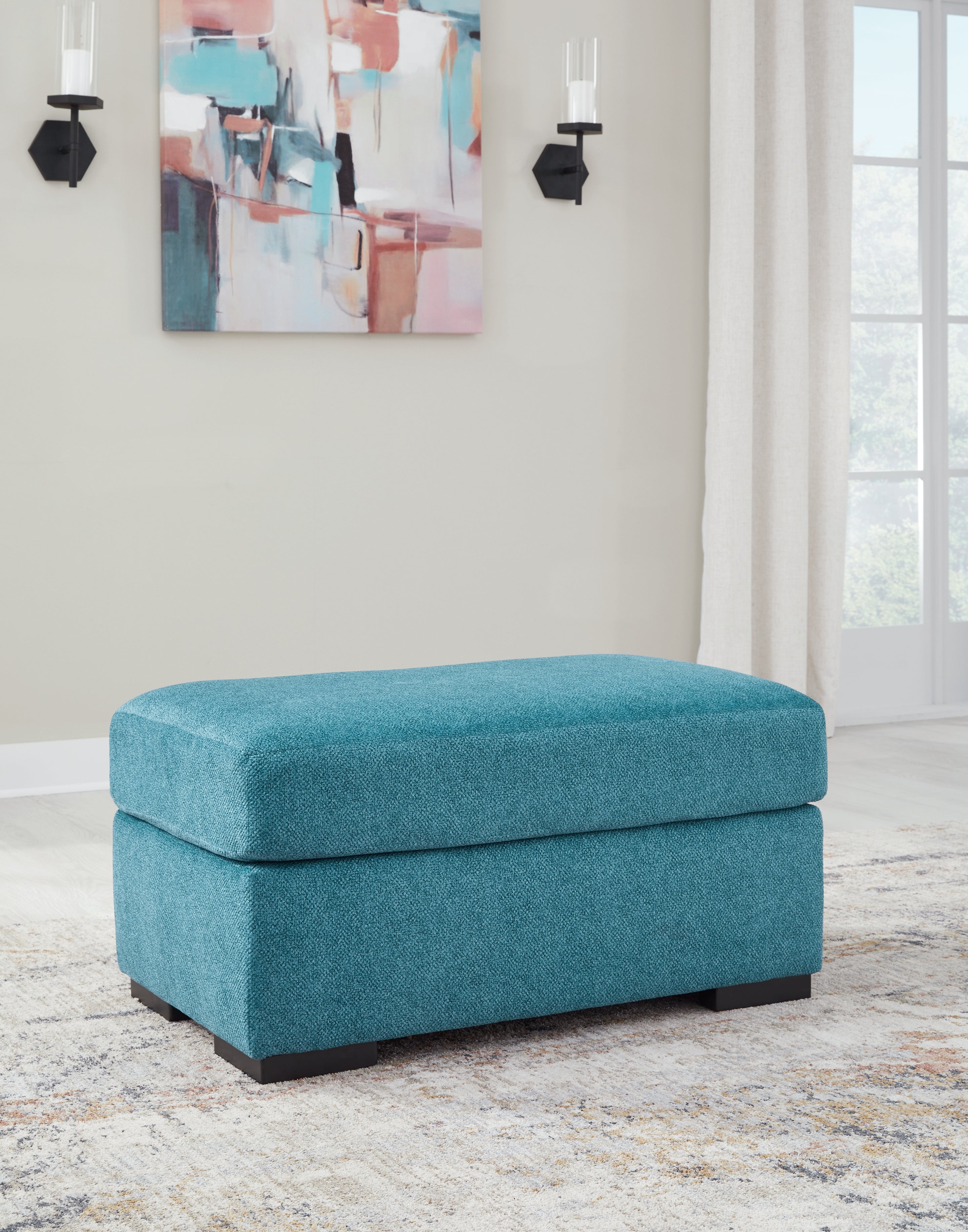 Leasing Furniture - Ashley Furniture - Keerwick Living Room - Ottoman / Teal - 6750714