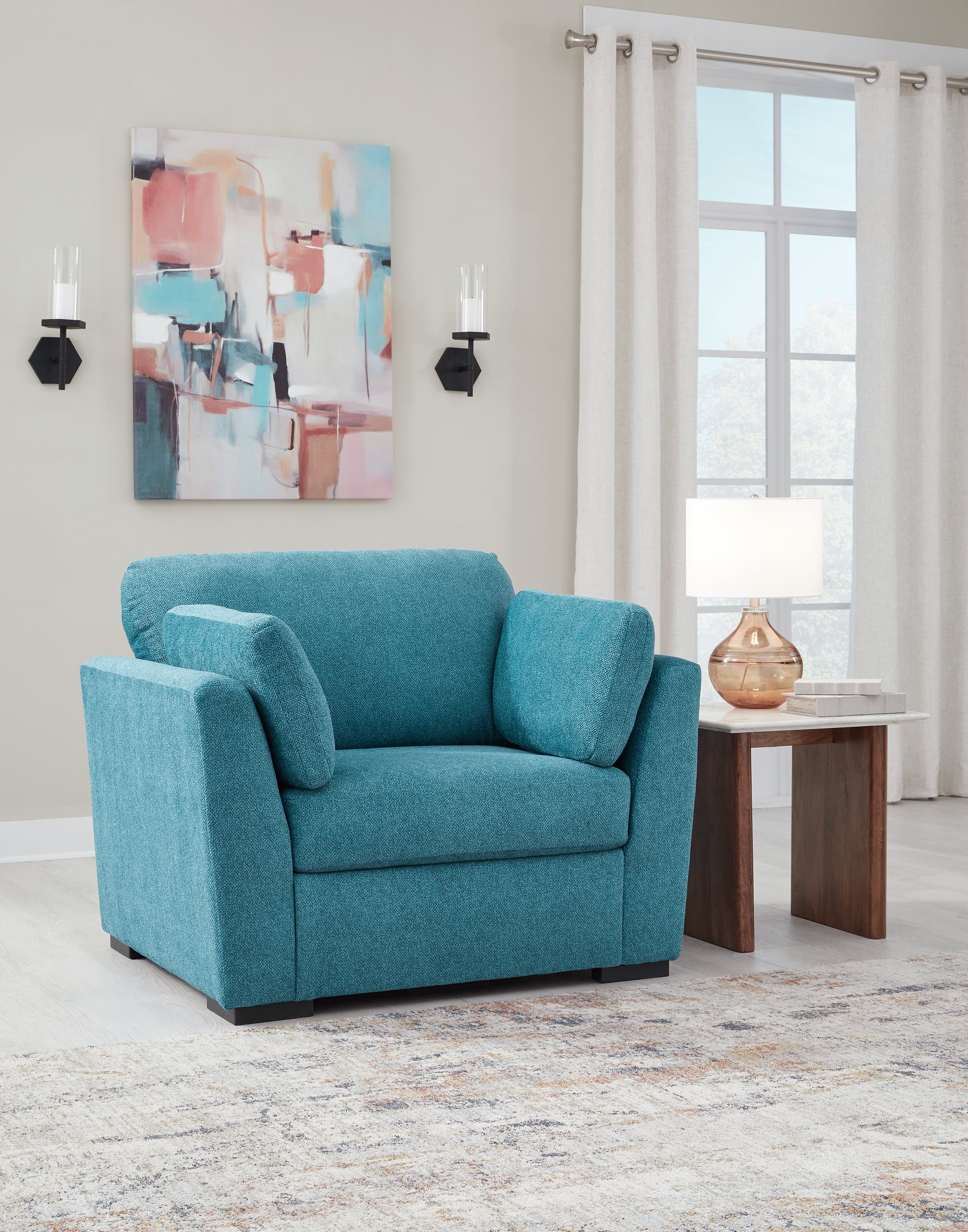 Leasing Furniture - Ashley Furniture - Keerwick Living Room - Chair and a Half / Teal - 6750723