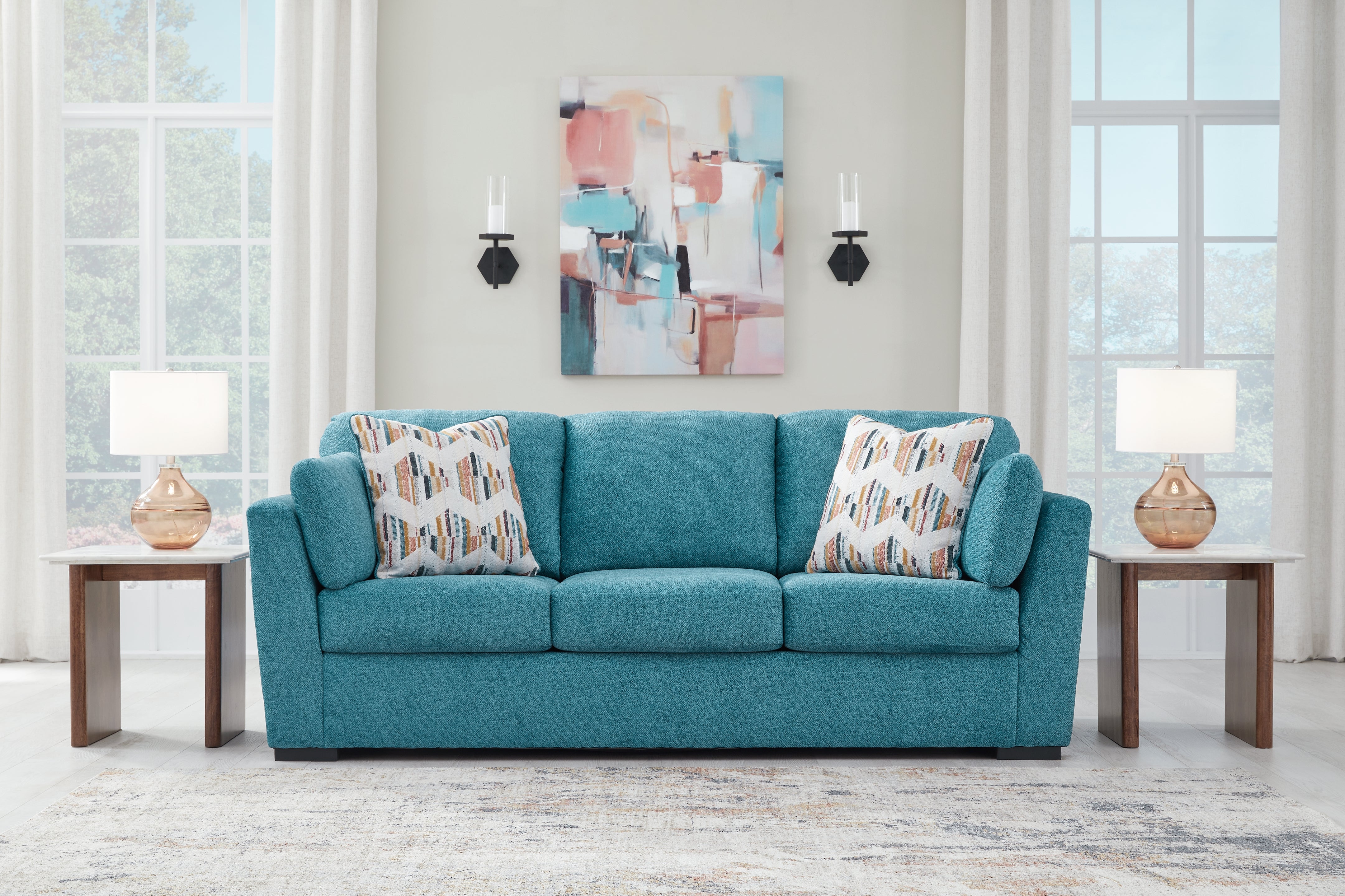 Leasing Furniture - Ashley Furniture - Keerwick Living Room - Sofa / Teal - 6750738