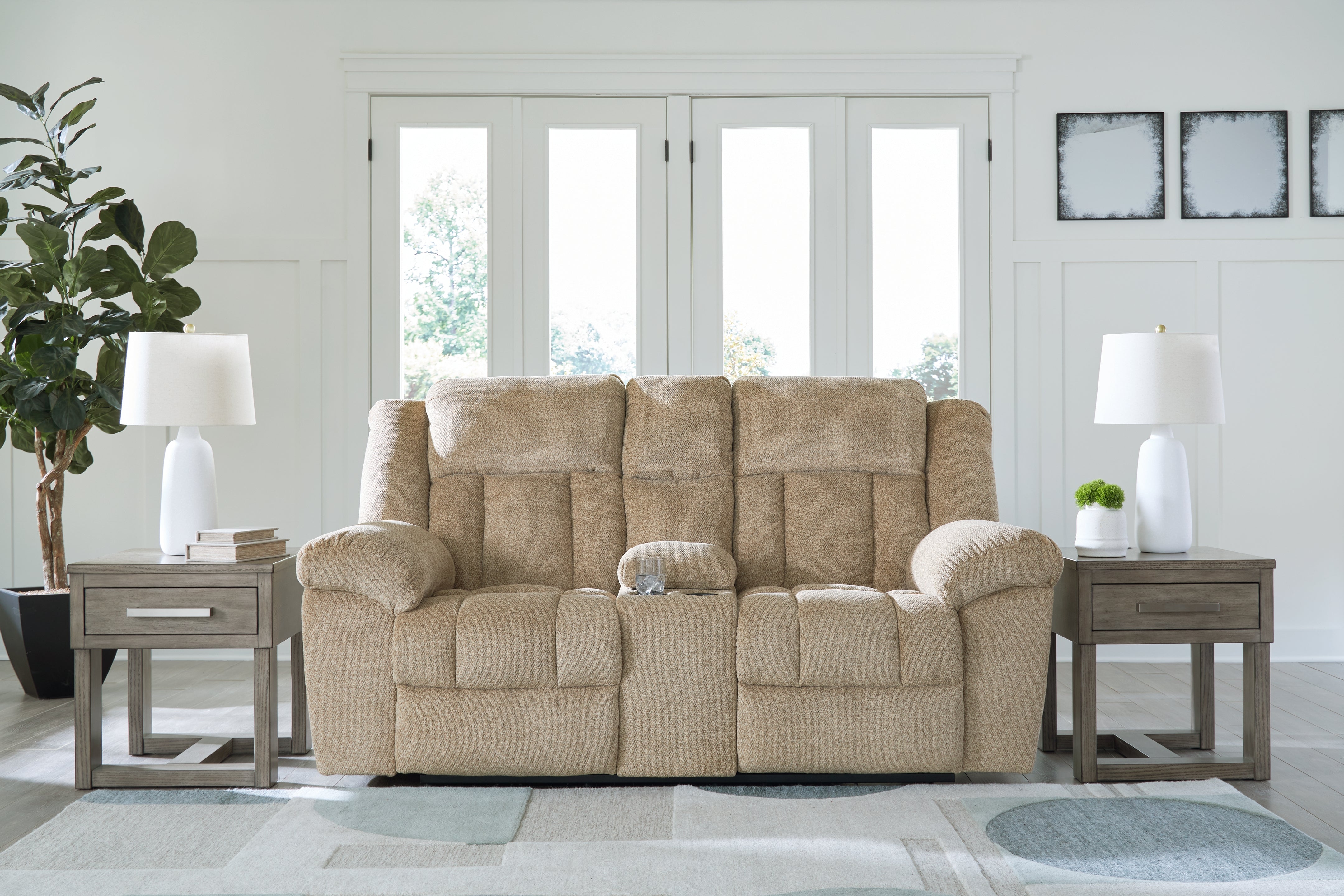 Leasing Furniture - Ashley Furniture - Tip-Off Living Room - PWR REC Loveseat/CON/ADJ HDRST / Wheat - 6930518