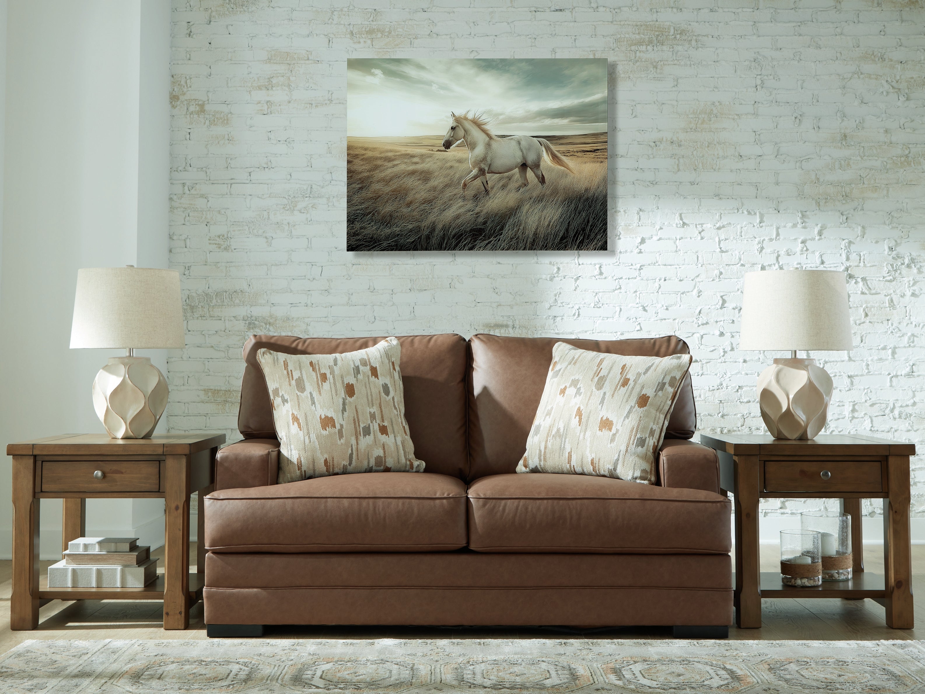 Leasing Furniture - Ashley Furniture - VillaCourt Living Room - Sofa / Caramel - 7490938