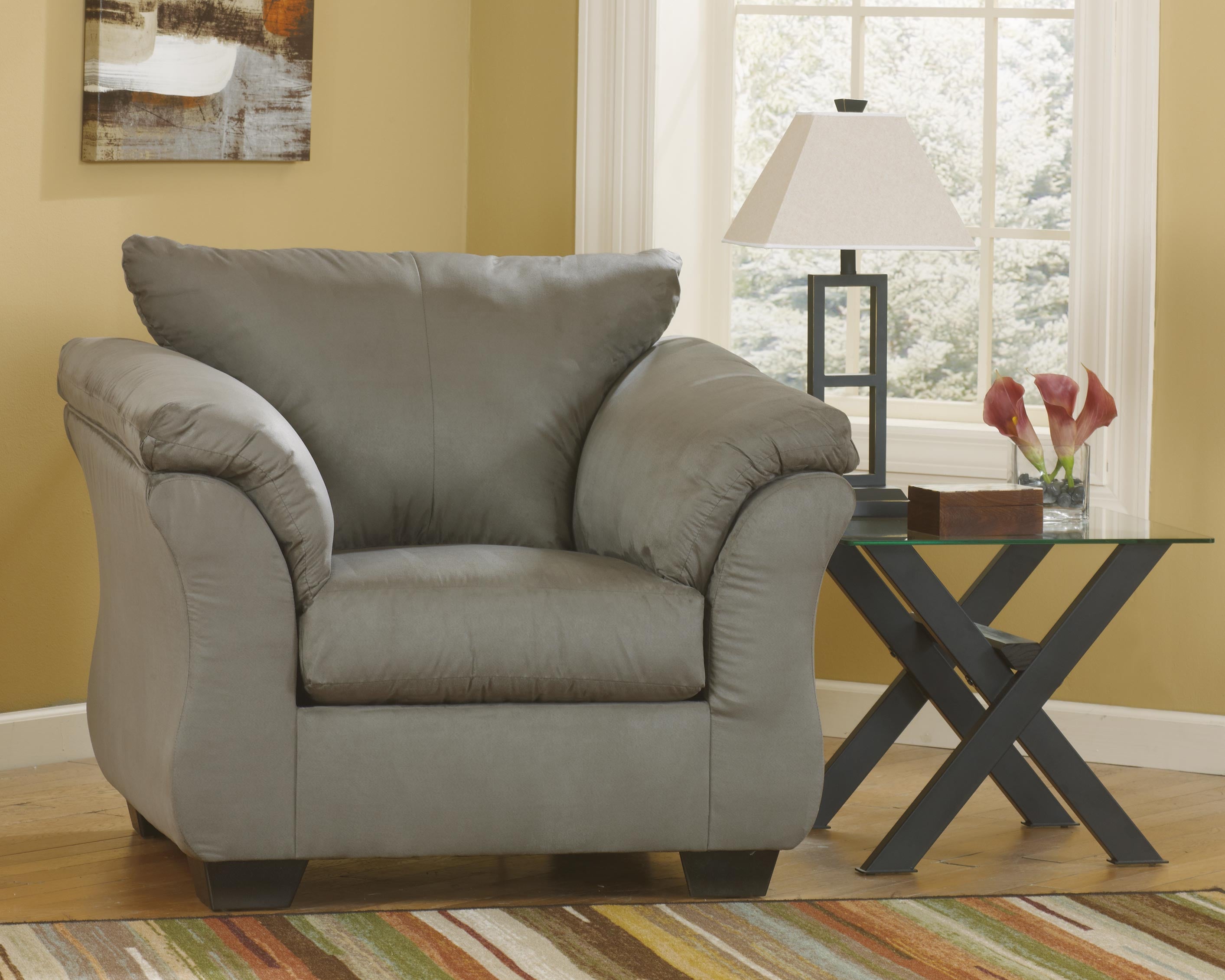 Leasing Furniture - Ashley Furniture - Darcy Living Room - Chair / Cobblestone - 7500520