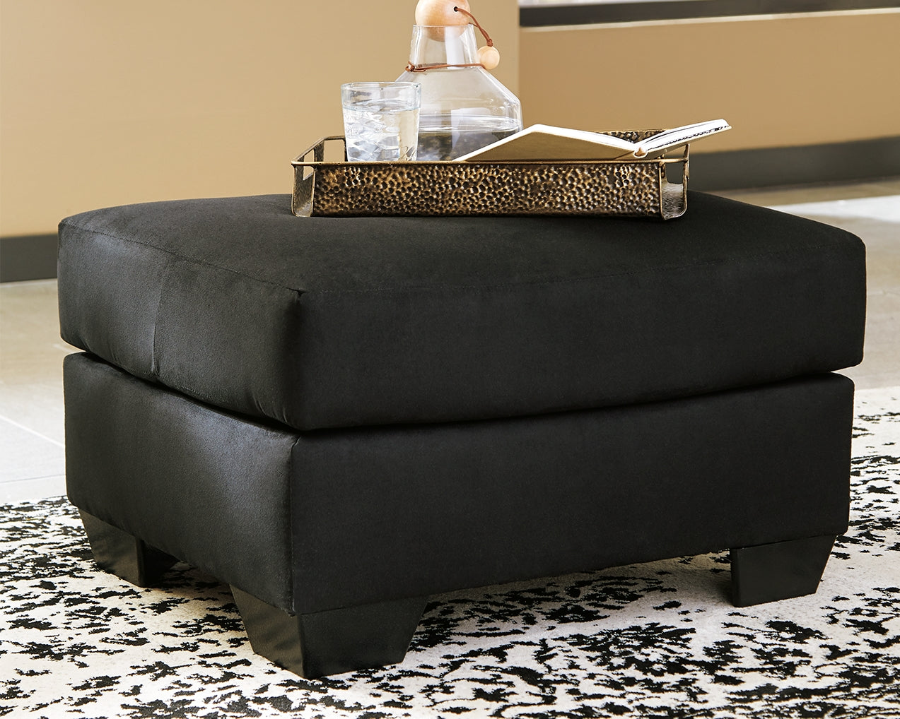 Leasing Furniture - Ashley Furniture - Darcy Living Room - Ottoman / Black - 7500814